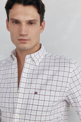 Pedro del Hierro Checked non-iron Oxford shirt Burgundy