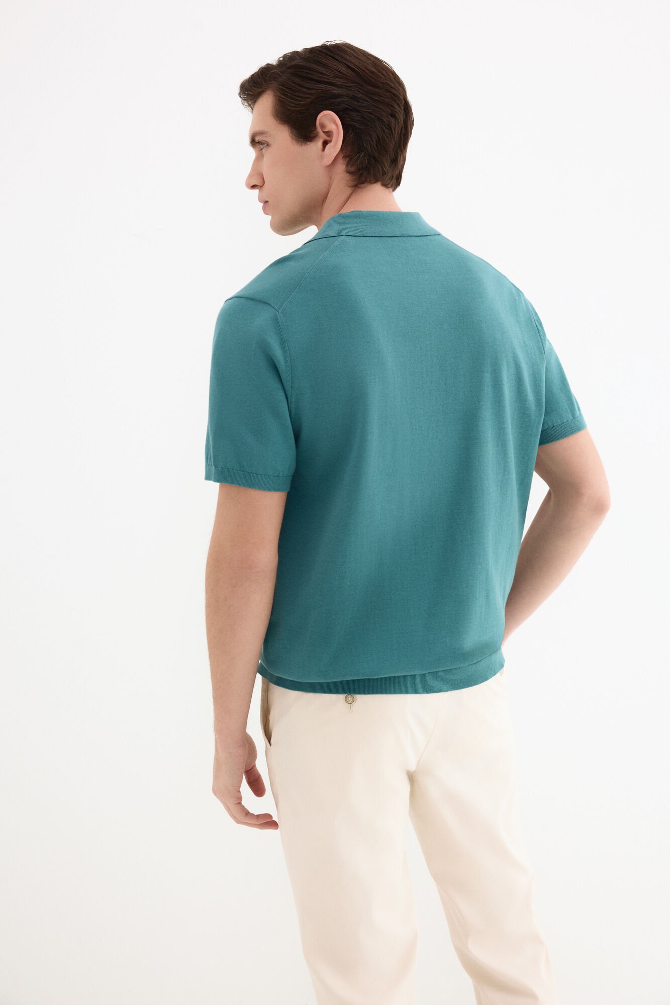 Pedro del Hierro Cotton premium short sleeve polo shirt Turquoise