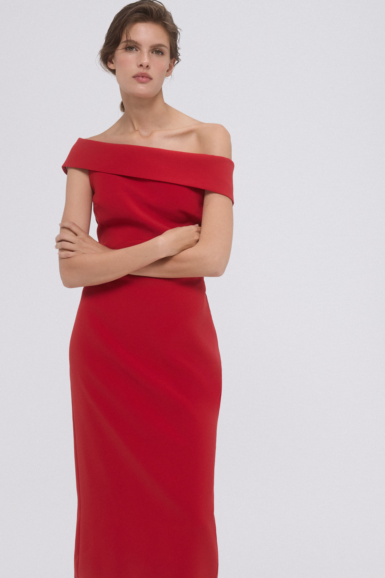 Pedro del Hierro Vestido bodycon off shoulders Vermelho