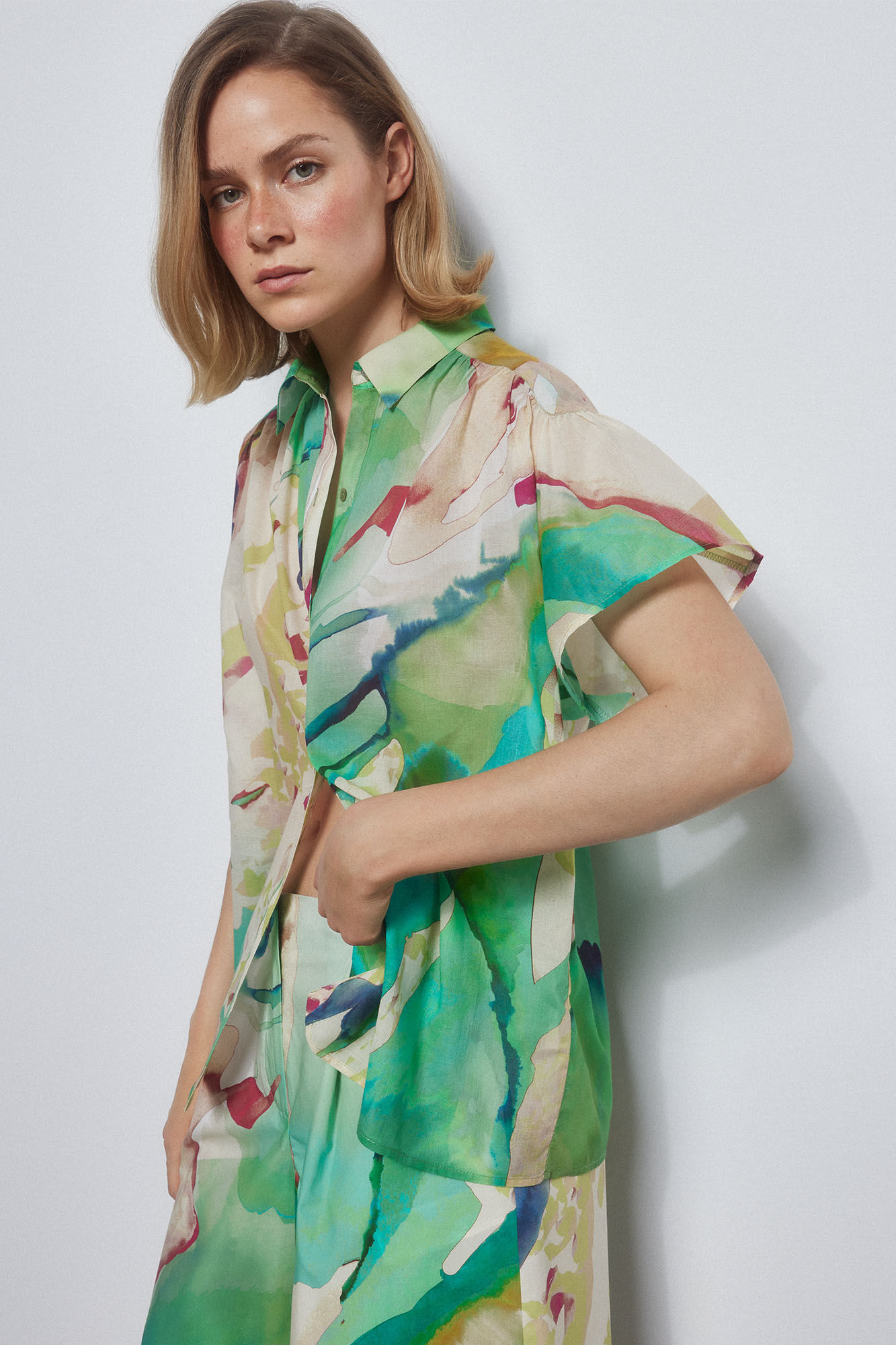 Pedro del Hierro Camisa manga corta estampada Verde