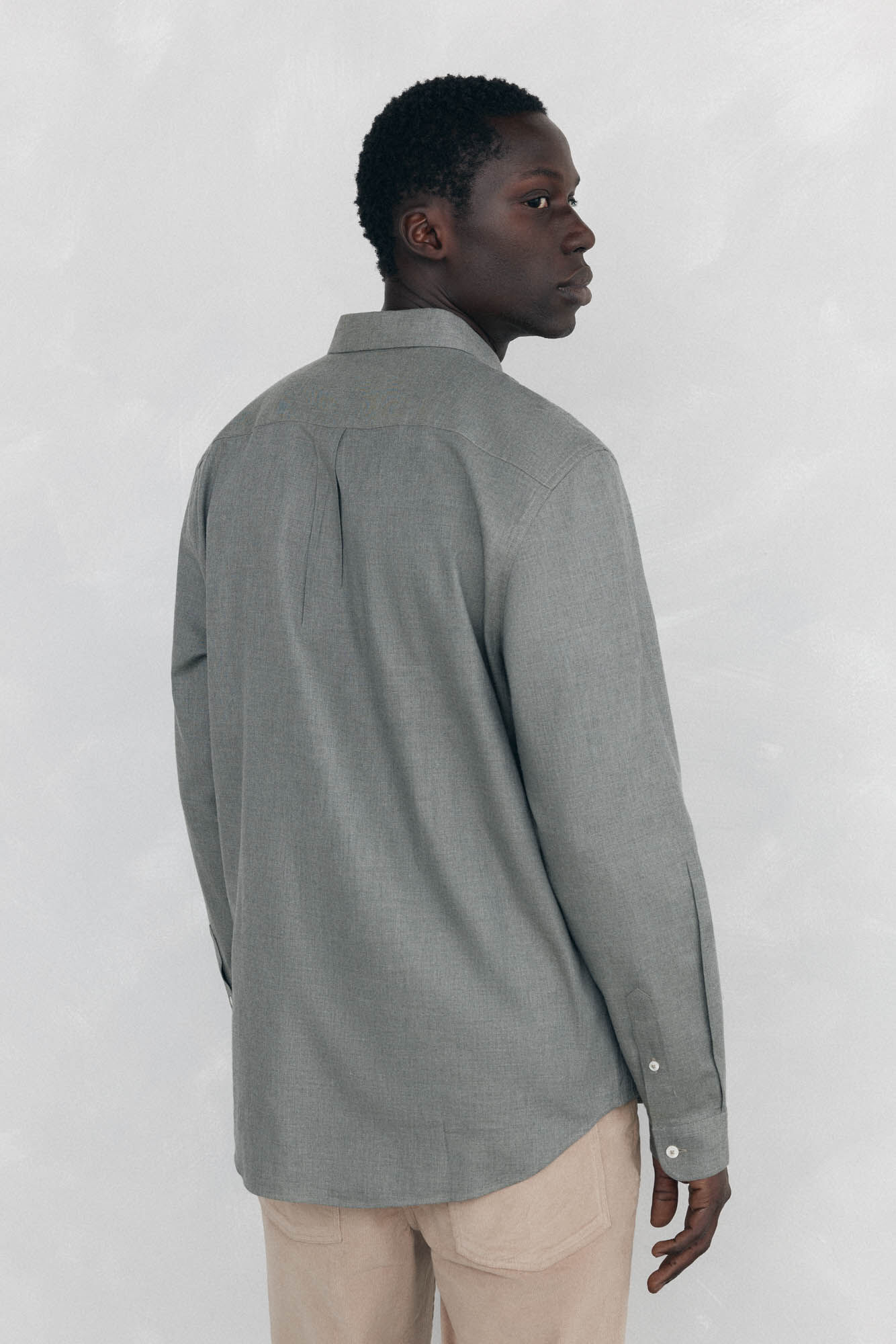 Pedro del Hierro Plain melange Tencel shirt Green