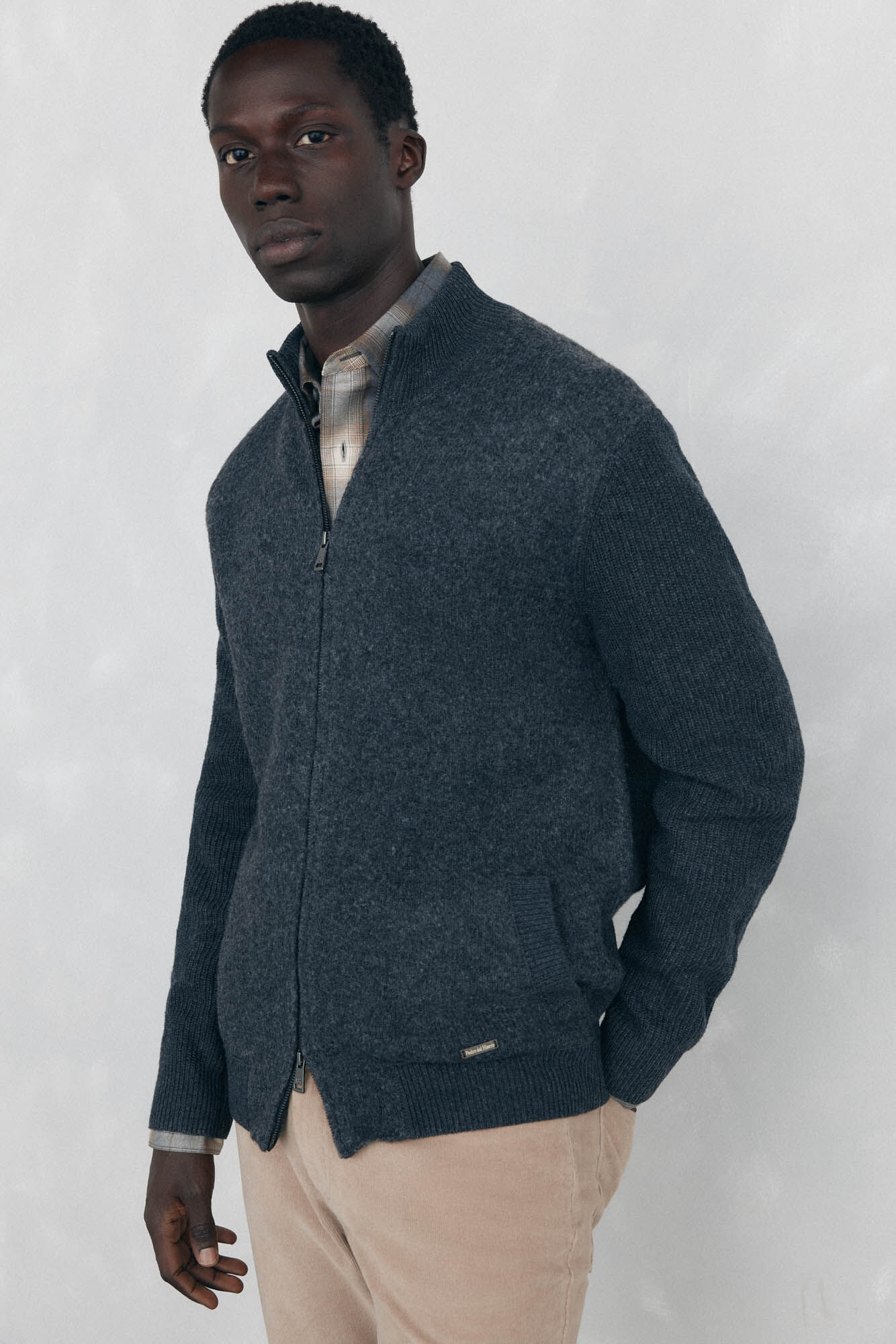 Pedro del Hierro Premium Christmas cotton cardigan with zip fastening fastening
