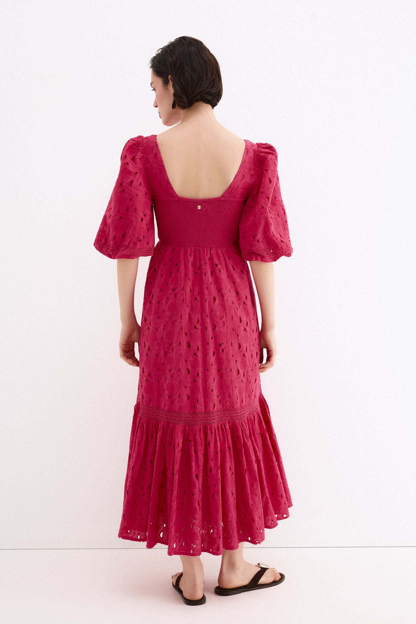Pedro del Hierro Embroidered cotton dress Pink