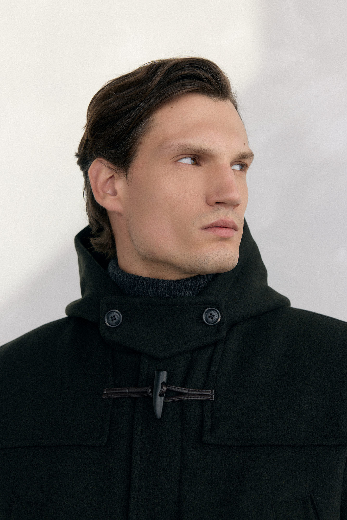 Pedro del Hierro Wool trench coat with alamares Green