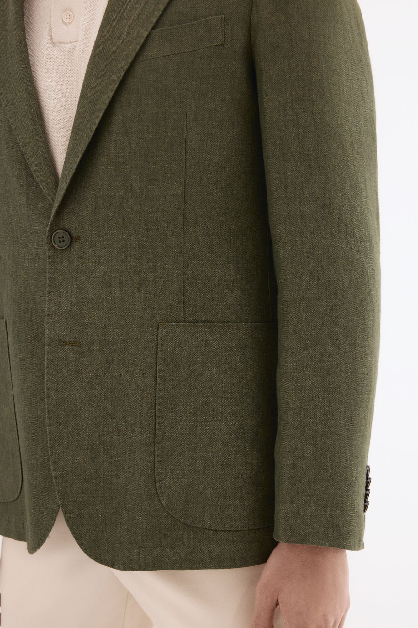 Pedro del Hierro Blazer espiga em linho Verde