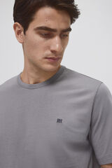 Pedro del Hierro Camiseta básica con logo bordado Gris