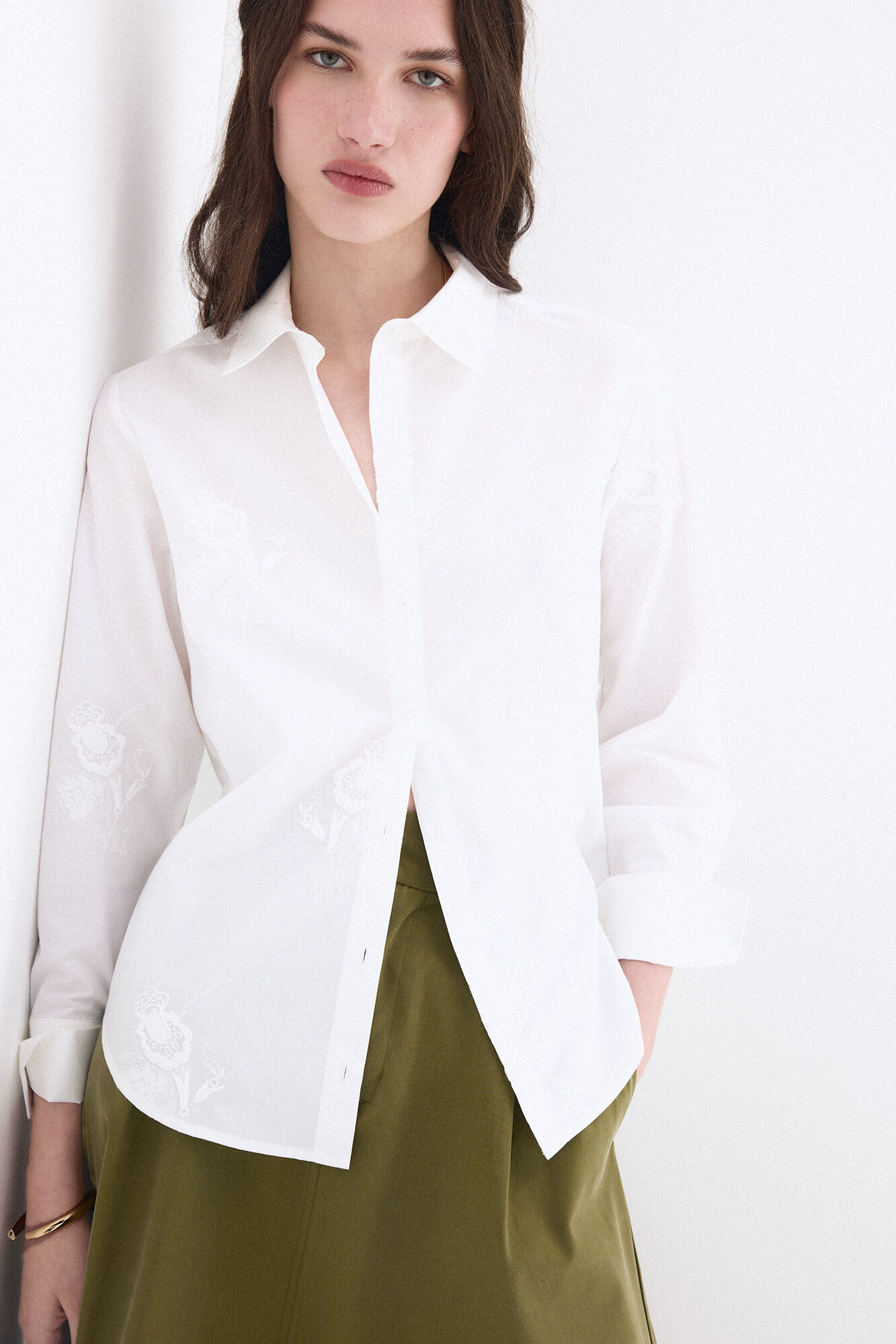 Pedro del Hierro Loose embroidered shirt White