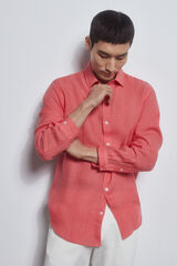 Pedro del Hierro Plain linen shirt Coral