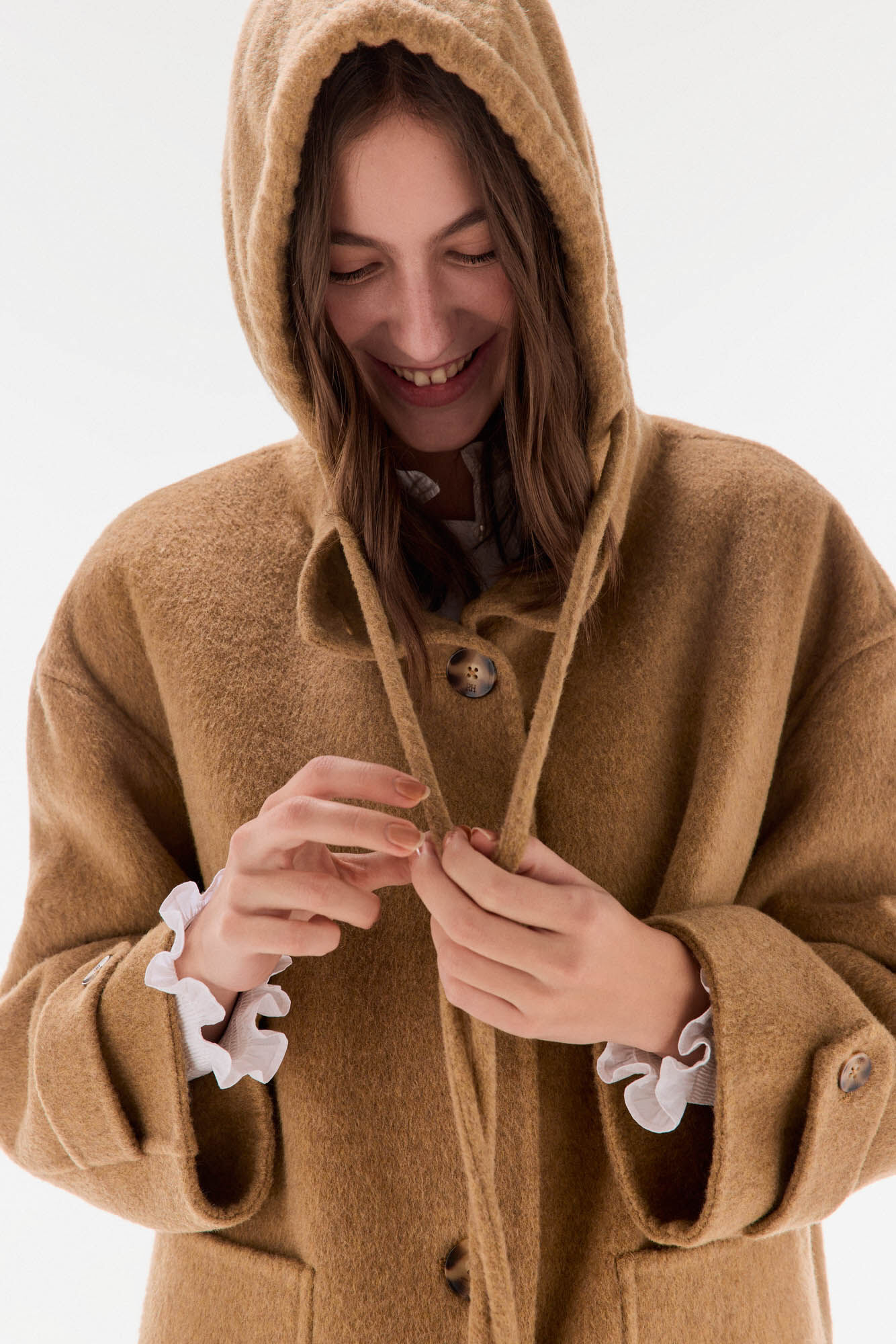 TFP by Tamara Falc&oacute; Double-sided coat with hood Brown