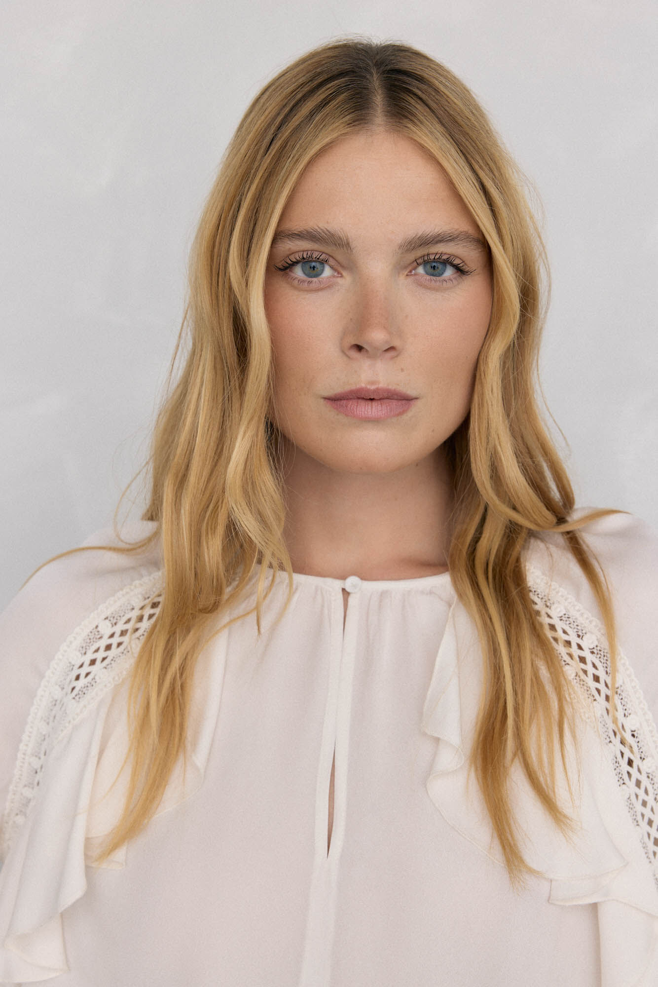 Pedro del Hierro Ruffled lace blouse Ecru