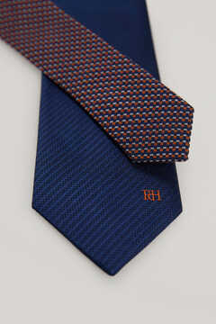 Pedro del Hierro Plain silk tie Blue