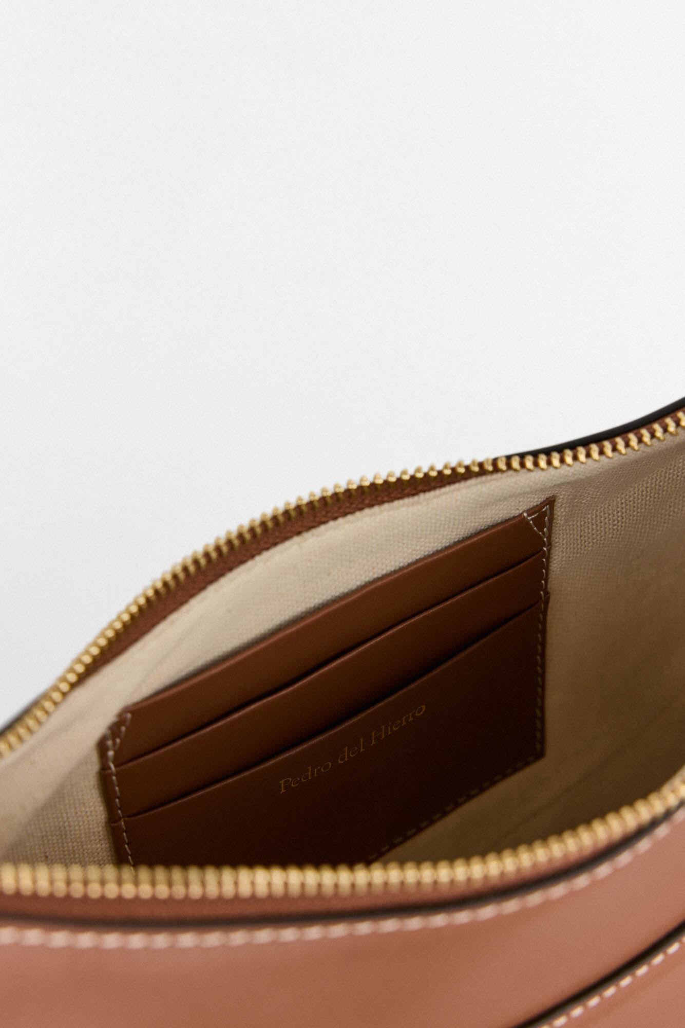 Pedro del Hierro Oval leather crossbody bag Brown