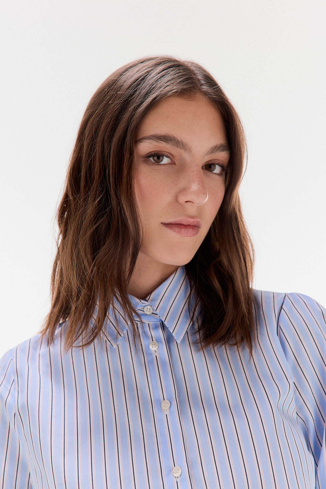 TFP by Tamara Falc&oacute; Striped shirt with bow or tie Blue