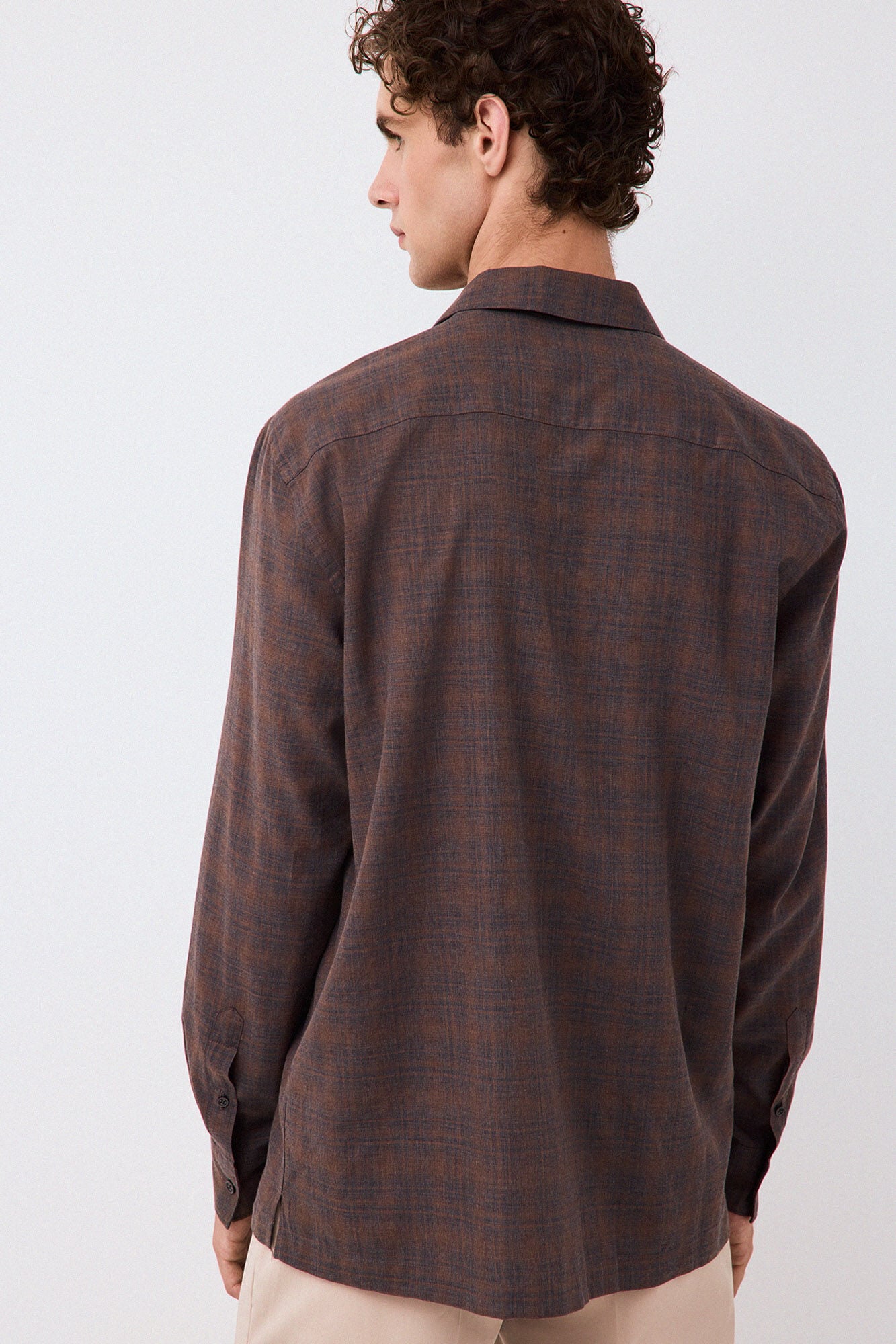 Pedro del Hierro Italian fabric plaid shirt Brown