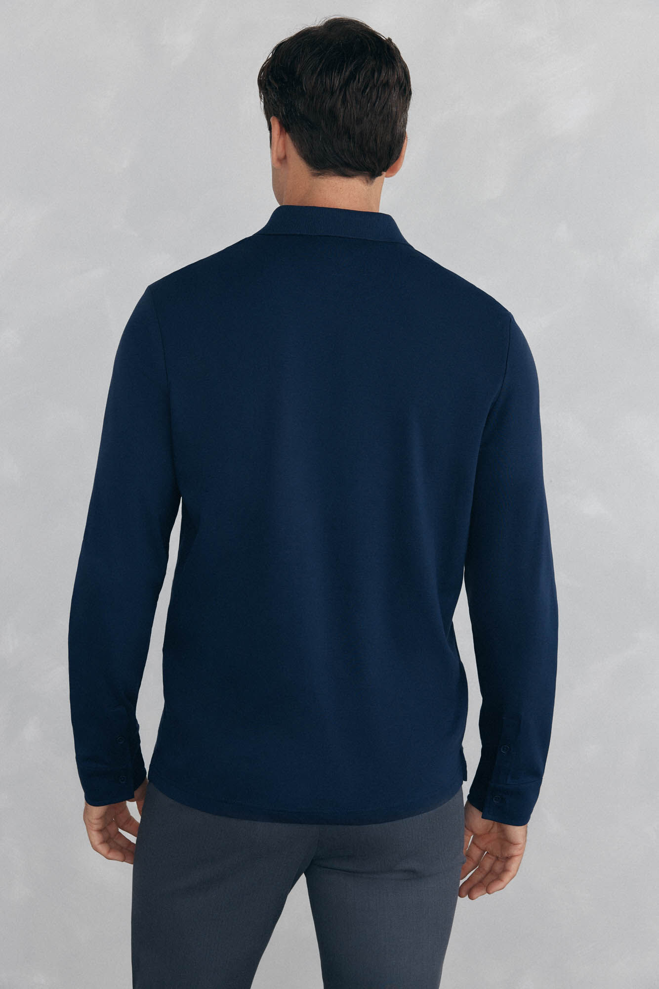 Pedro del Hierro Mercerized long sleeve polo shirt Blue
