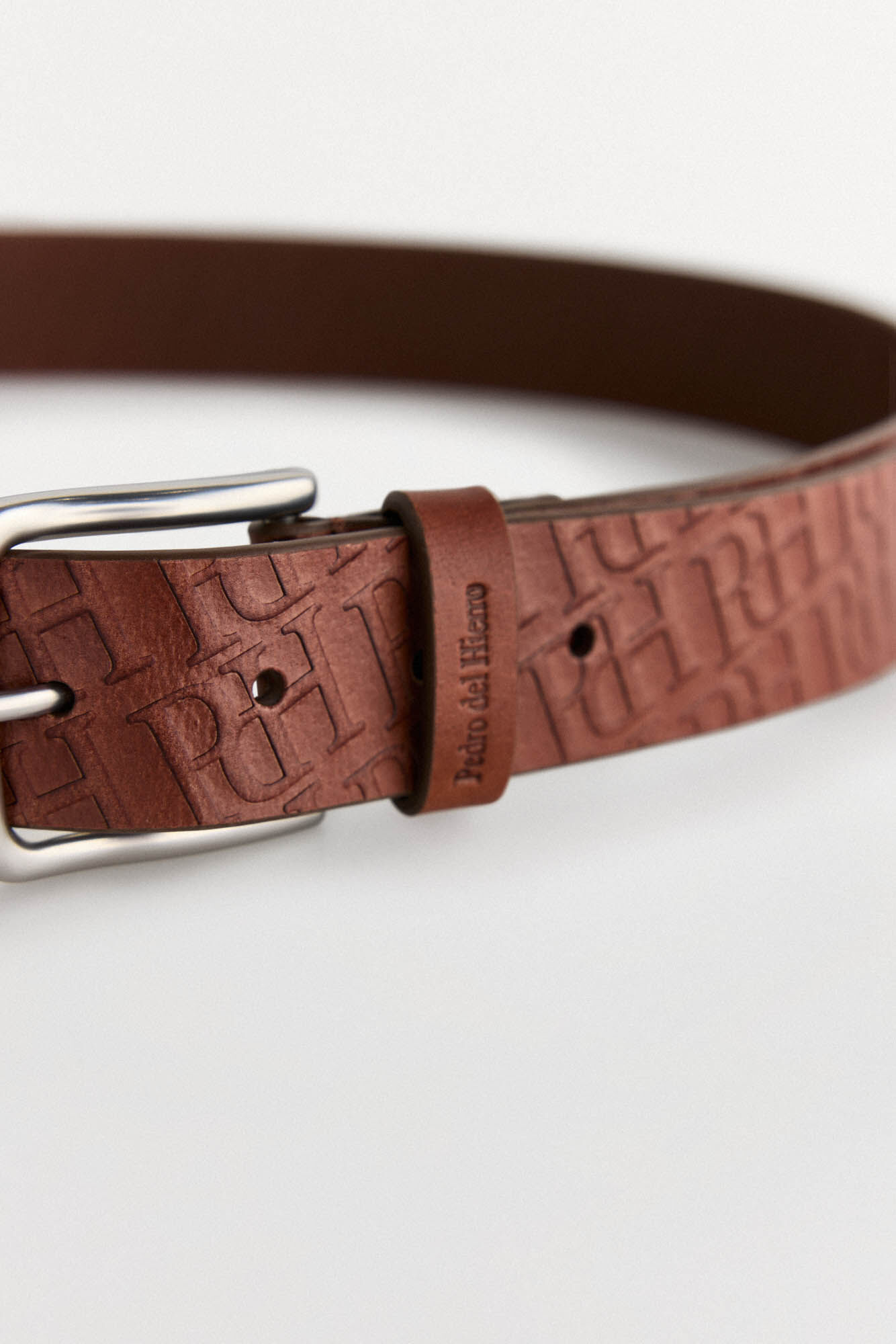 Pedro del Hierro Leather belt with logos Brown