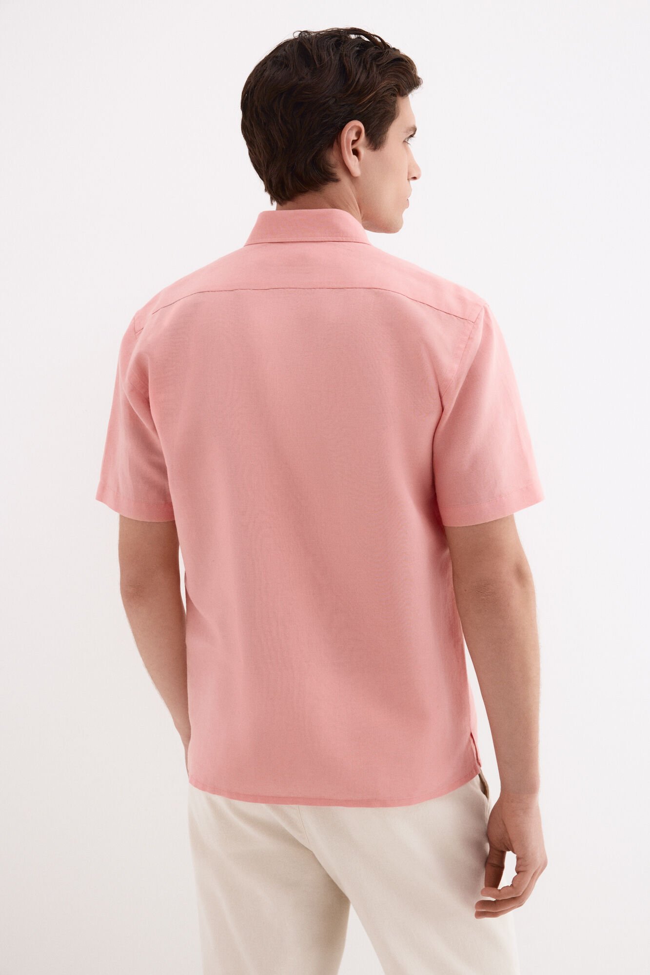 Pedro del Hierro Linen cotton plain shirt Coral