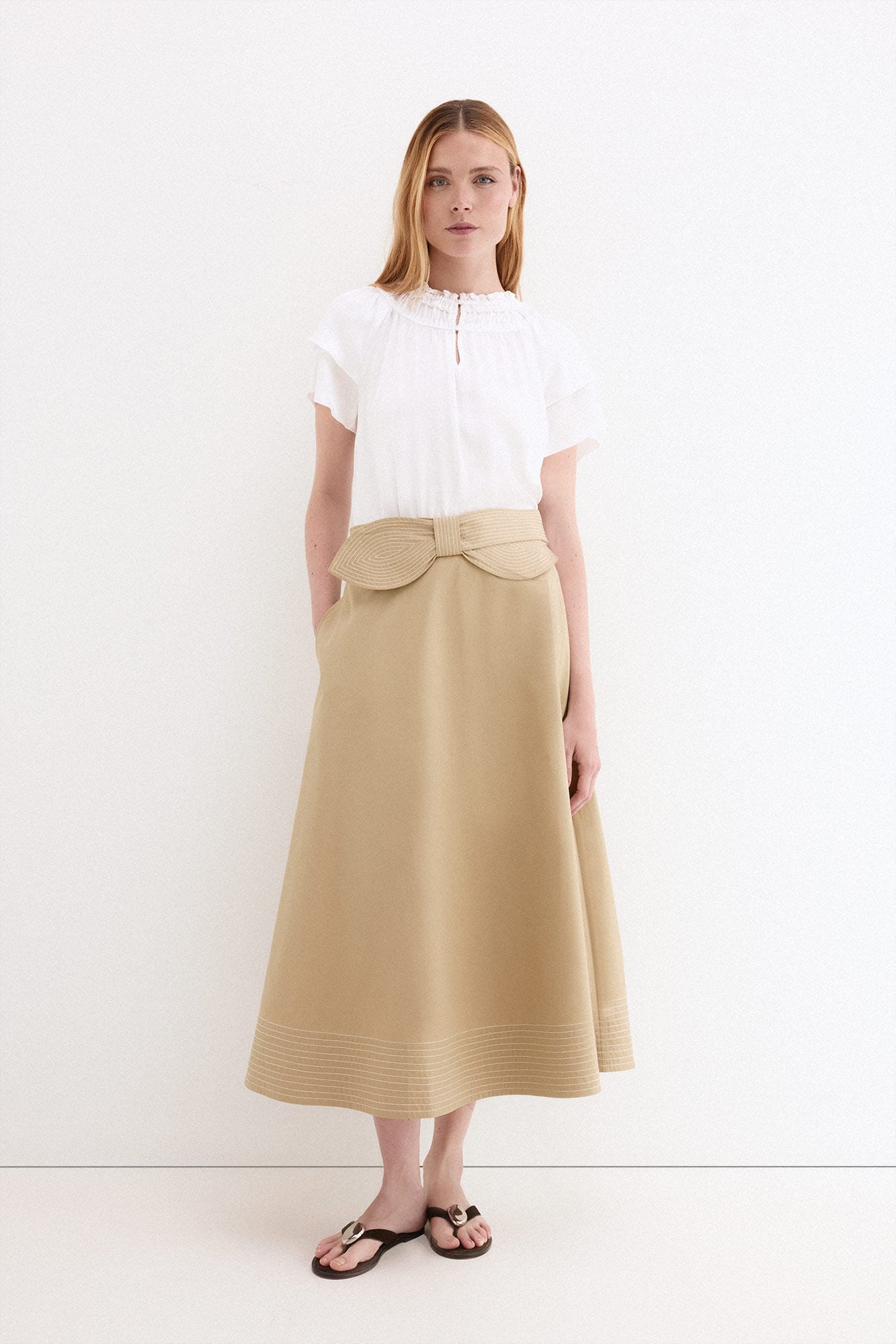 Pedro del Hierro Bow cape skirt Beige
