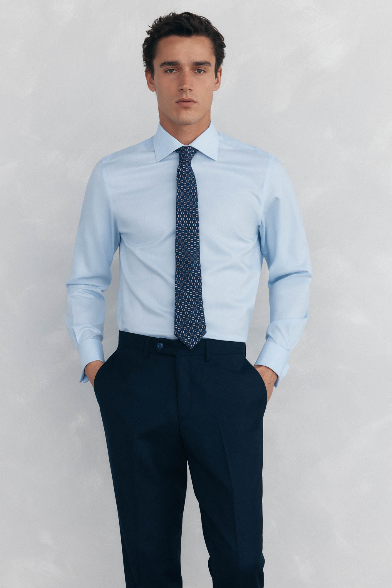 Pedro del Hierro Camisa pu&ntilde;o gemelos non iron + antimanchas Azul