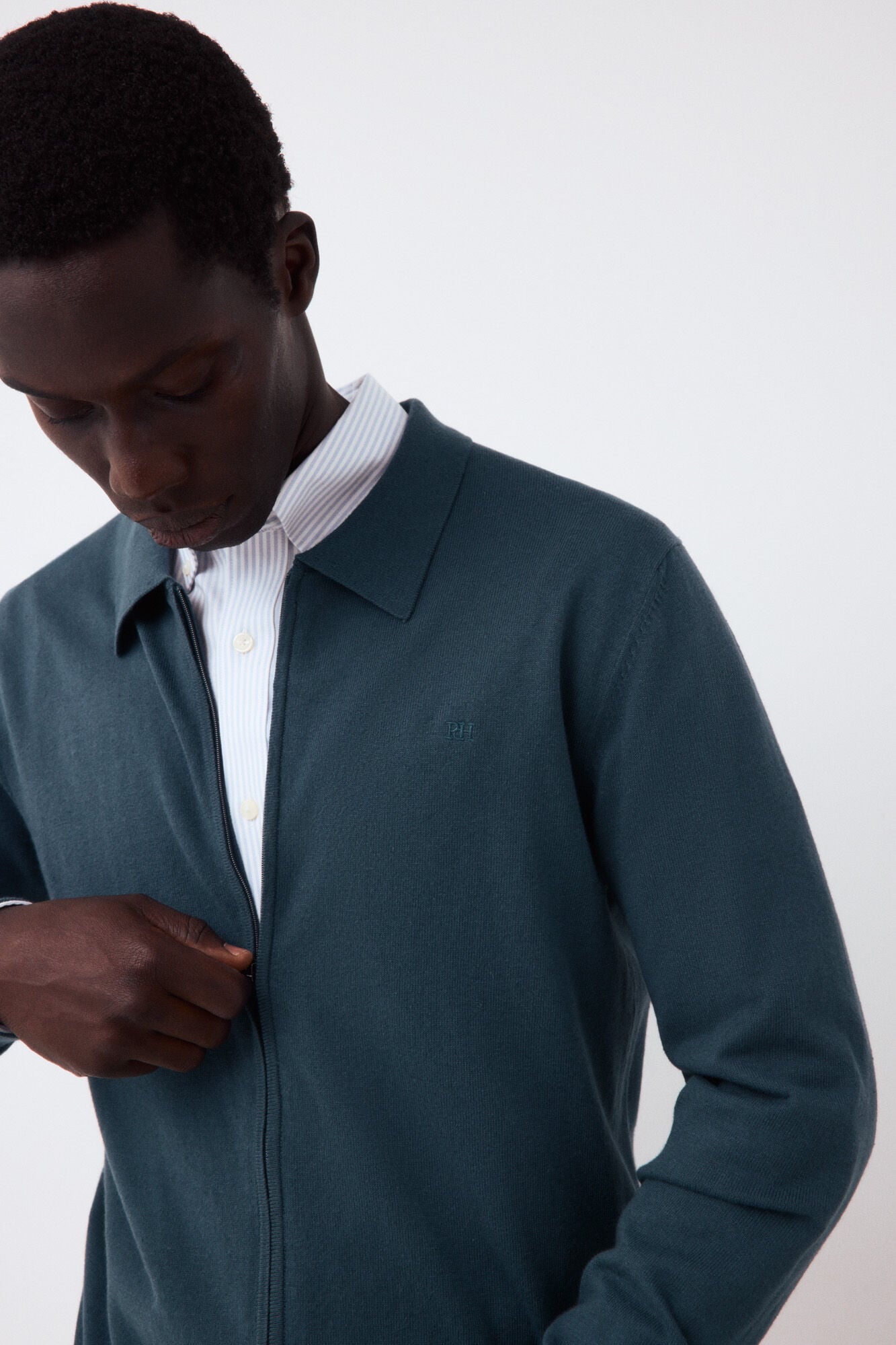 Pedro del Hierro Cotton silk cashmere zip fastening premium cardigan