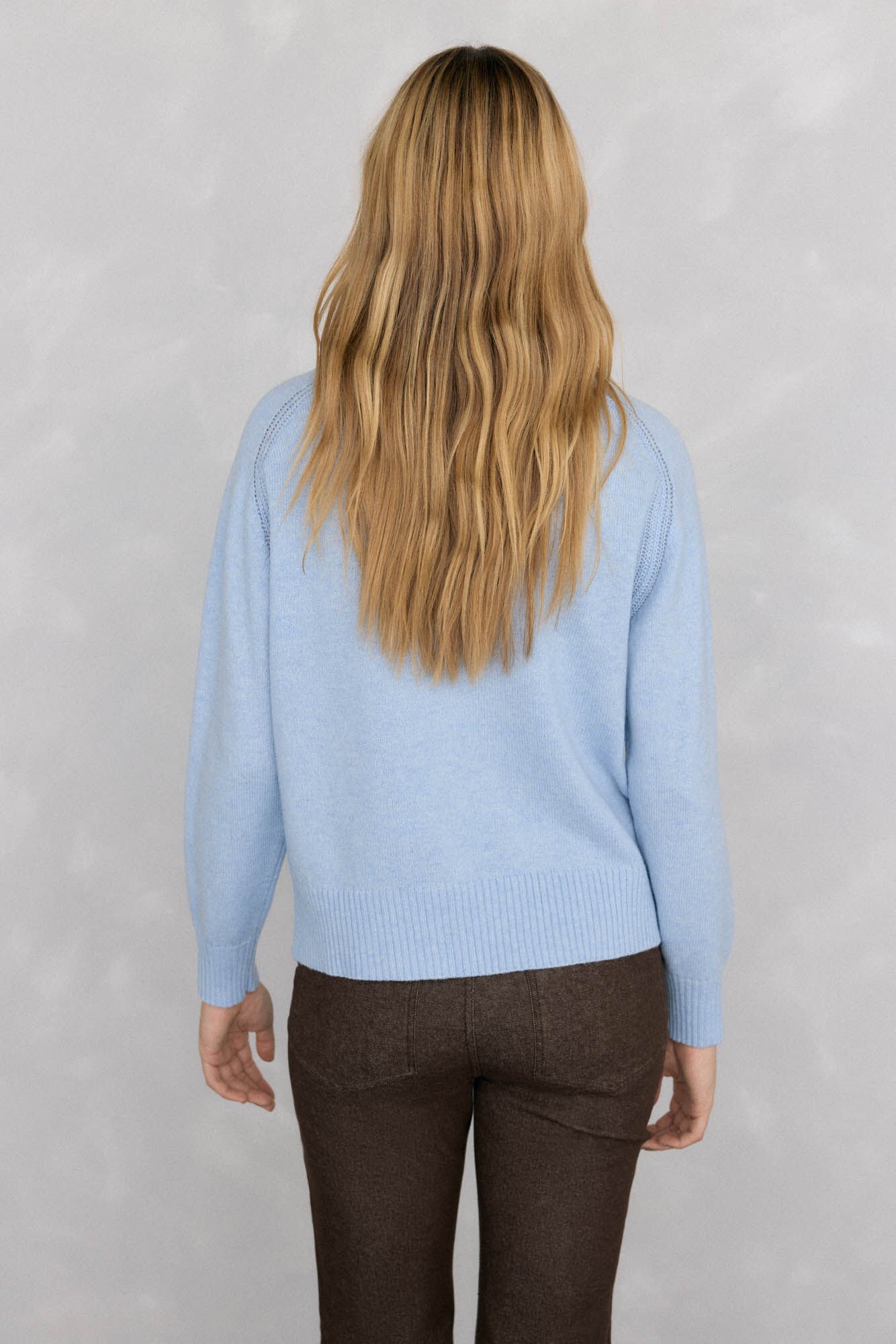 Pedro del Hierro Su&eacute;ter de l&atilde; com gola caixa Azul