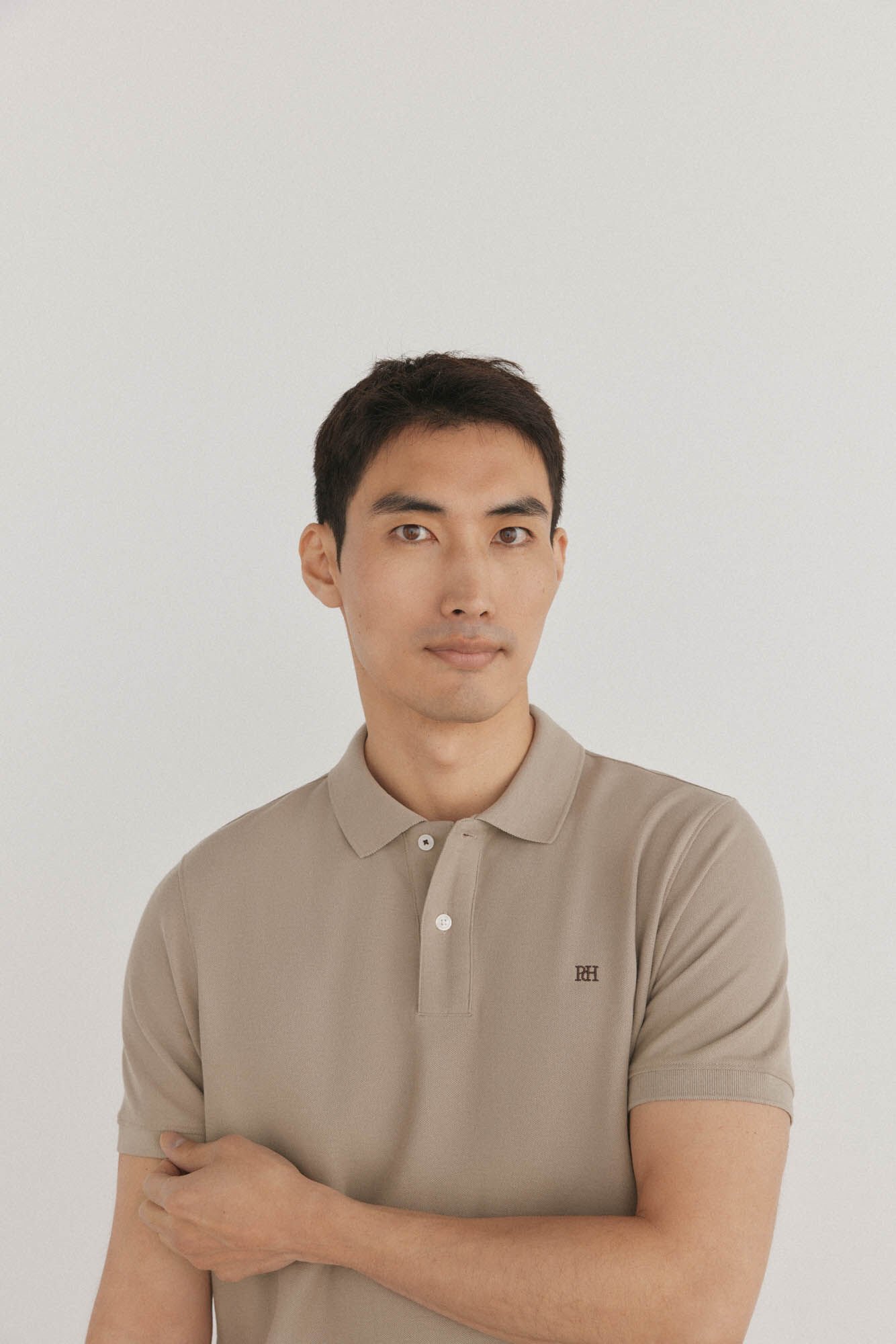 Pedro del Hierro Basic regular piqu&eacute; polo shirt Beige