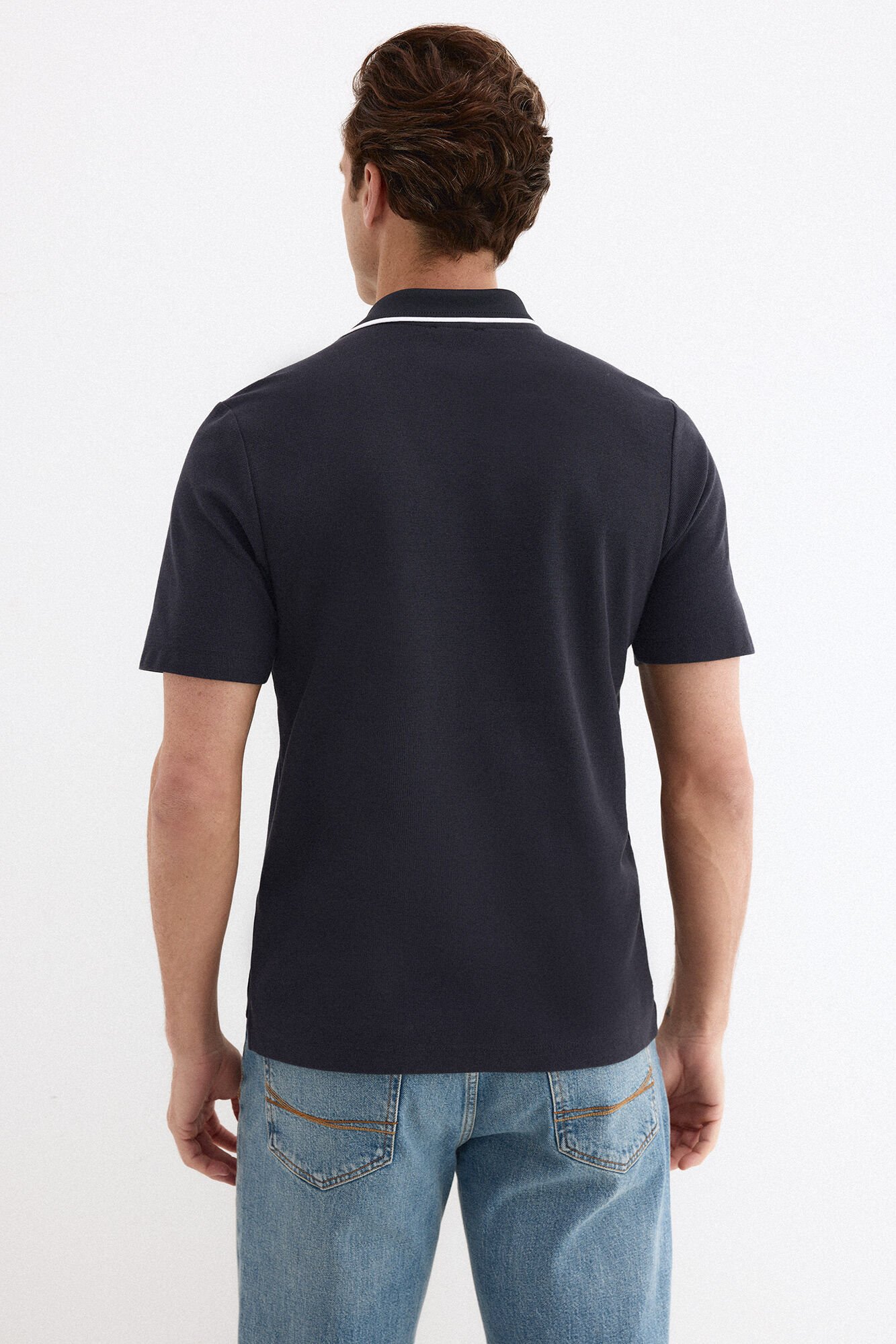 Pedro del Hierro Textured polo shirt Blue