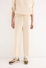 Pedro del Hierro Soft touch cropped wide leg trousers Beige