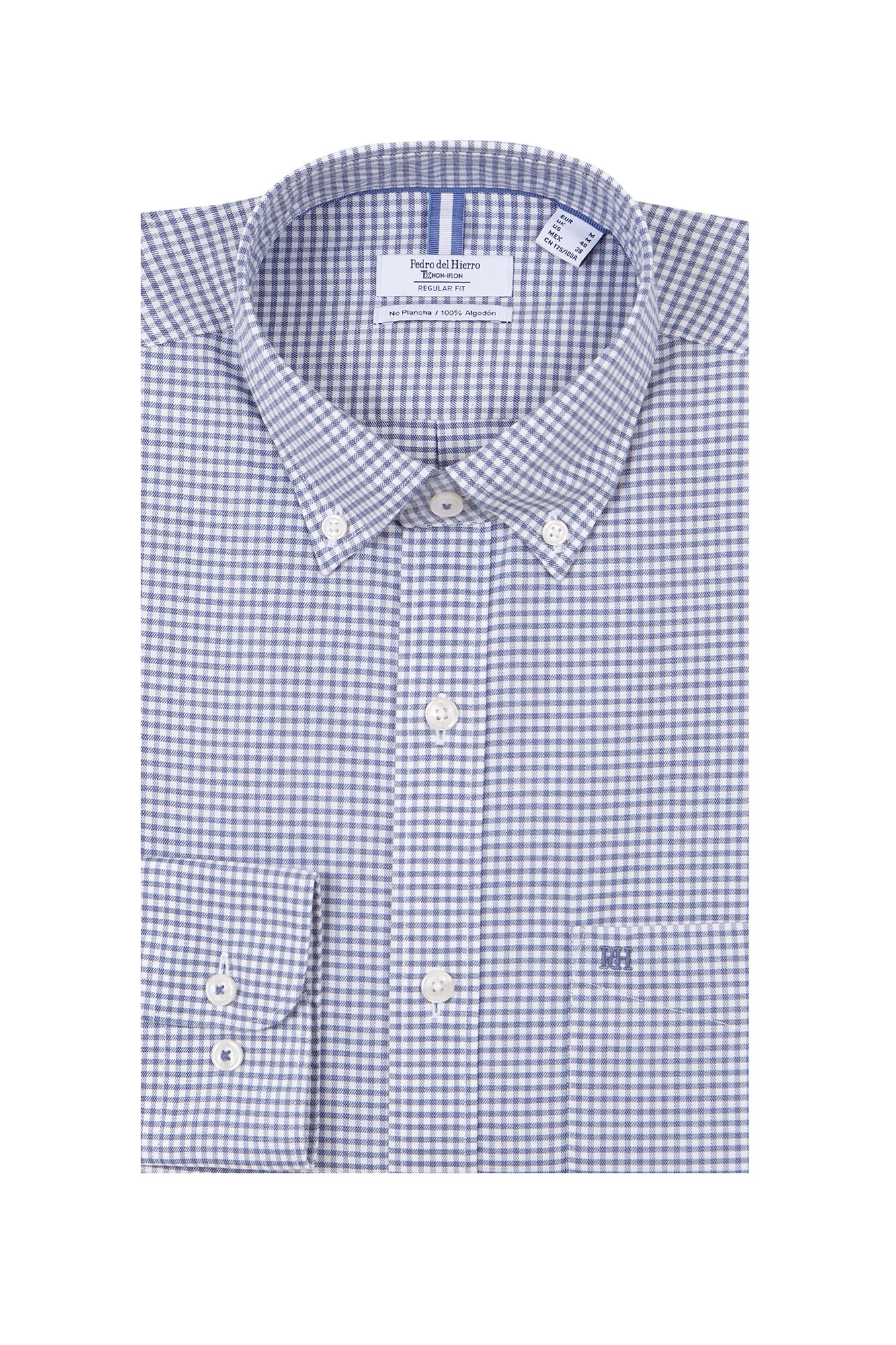 Pedro del Hierro Camisa non iron oxford cuadros Azul