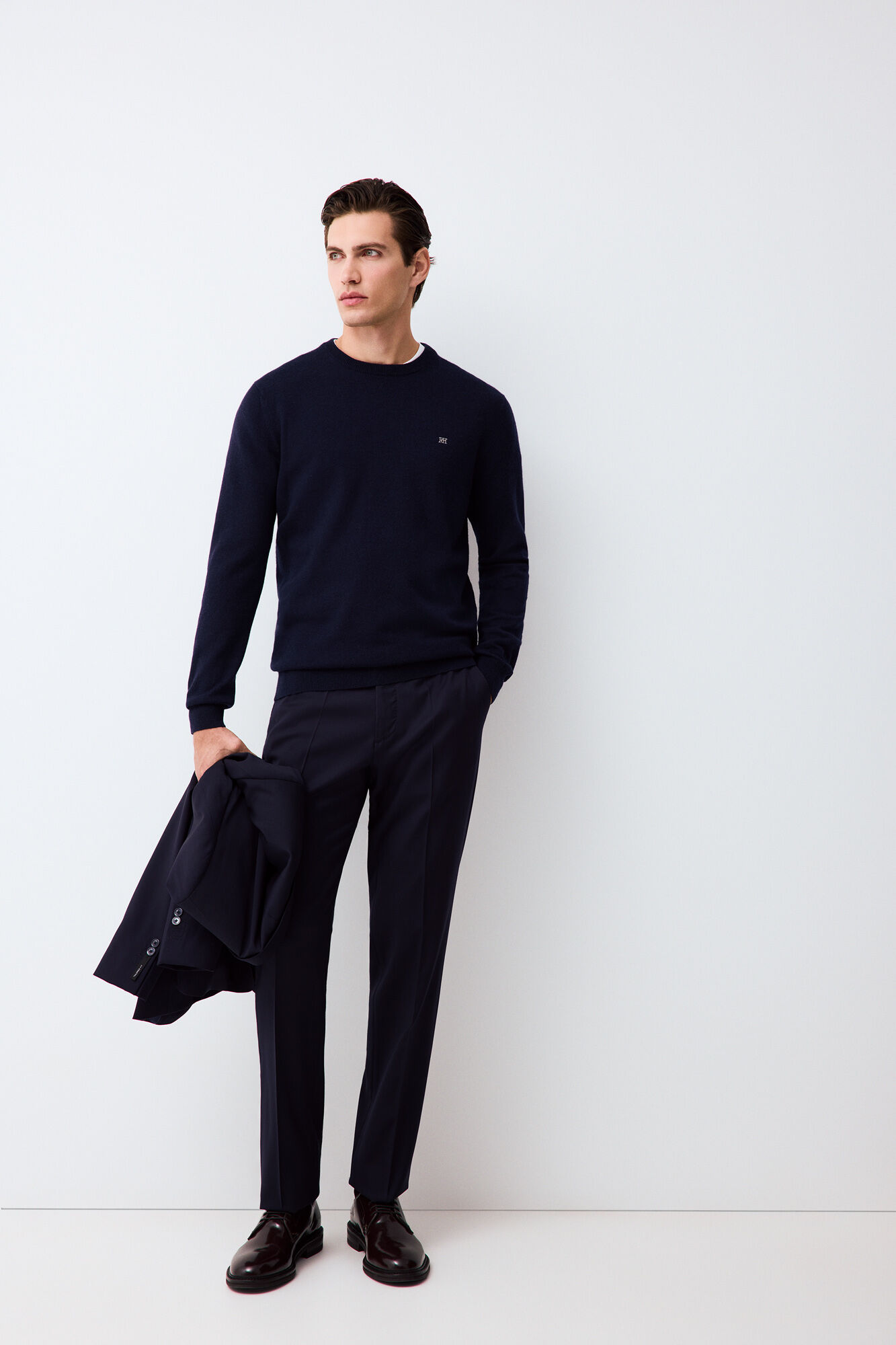 Pedro del Hierro Jersey premium lana merino cashmere Azul