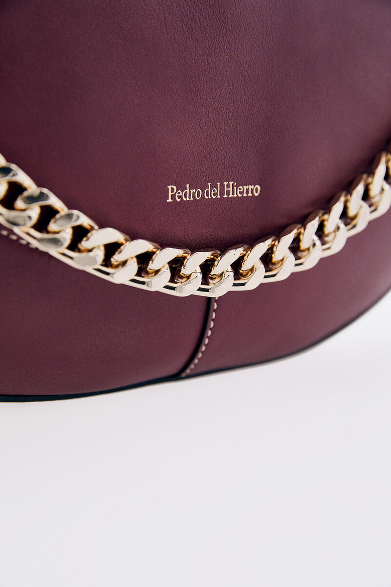Pedro del Hierro Leather baguette bag Burgundy
