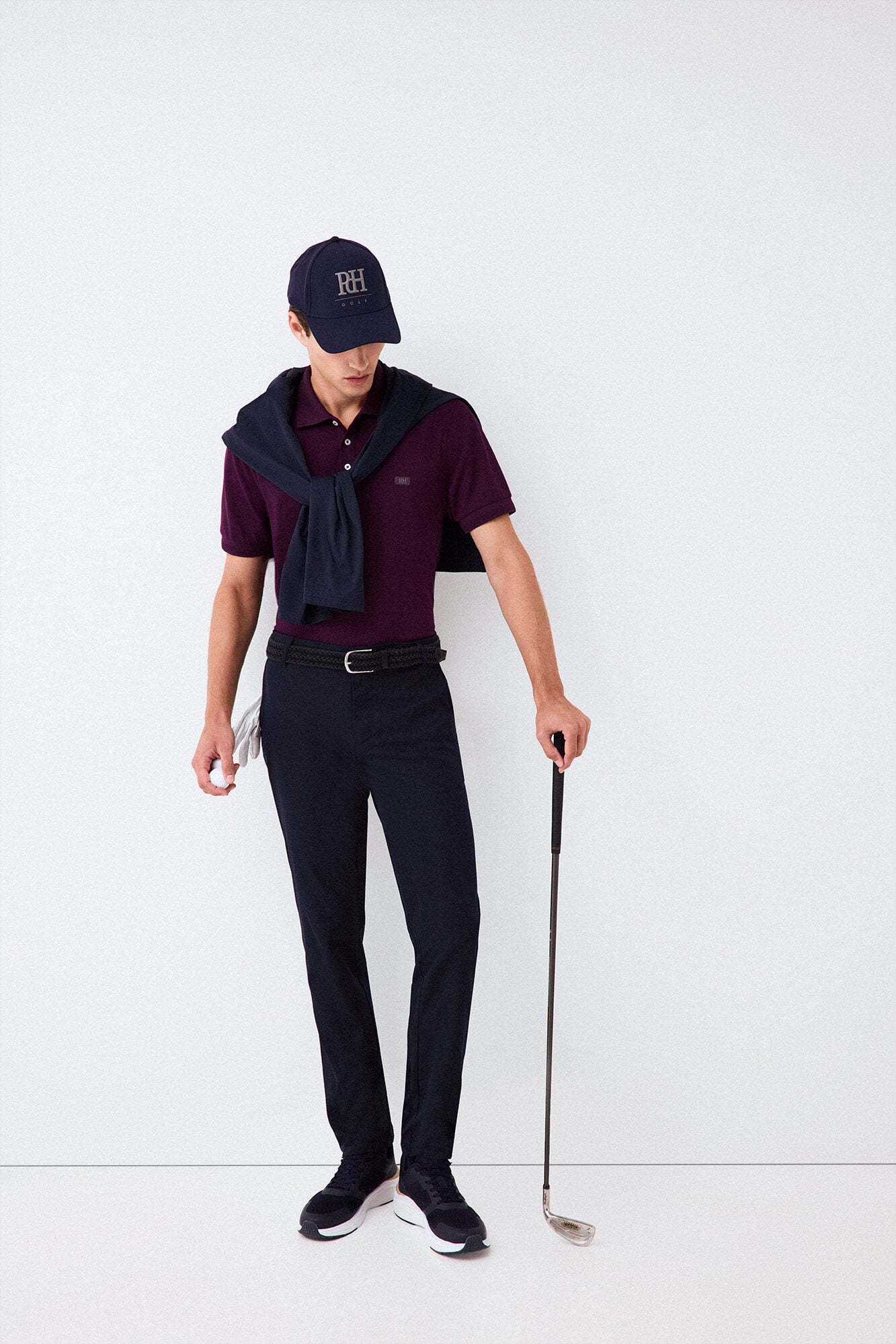 Pedro del Hierro Plain jacquard collar polo shirt Purple