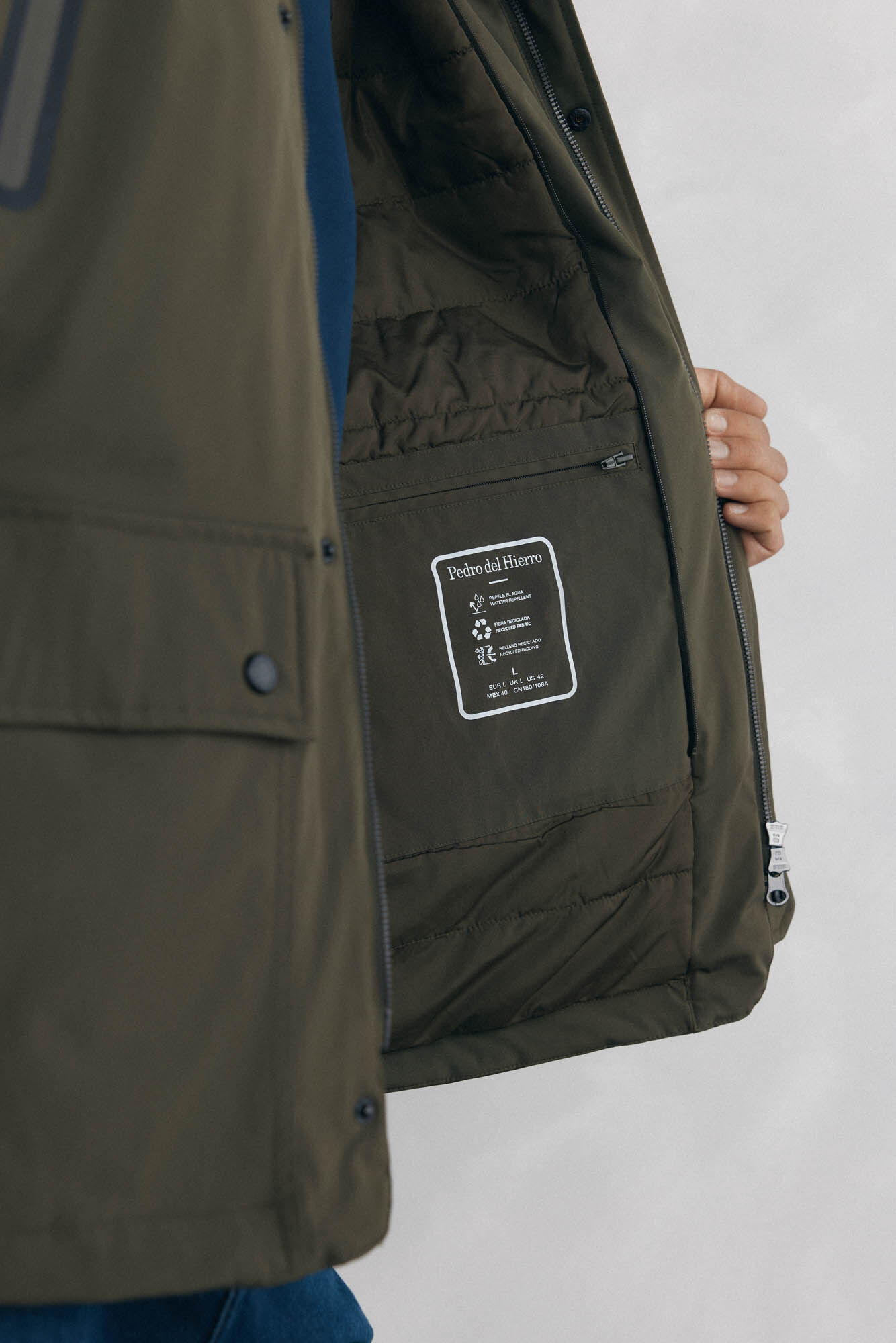 Pedro del Hierro Water-repellent zip fastening jacket Green