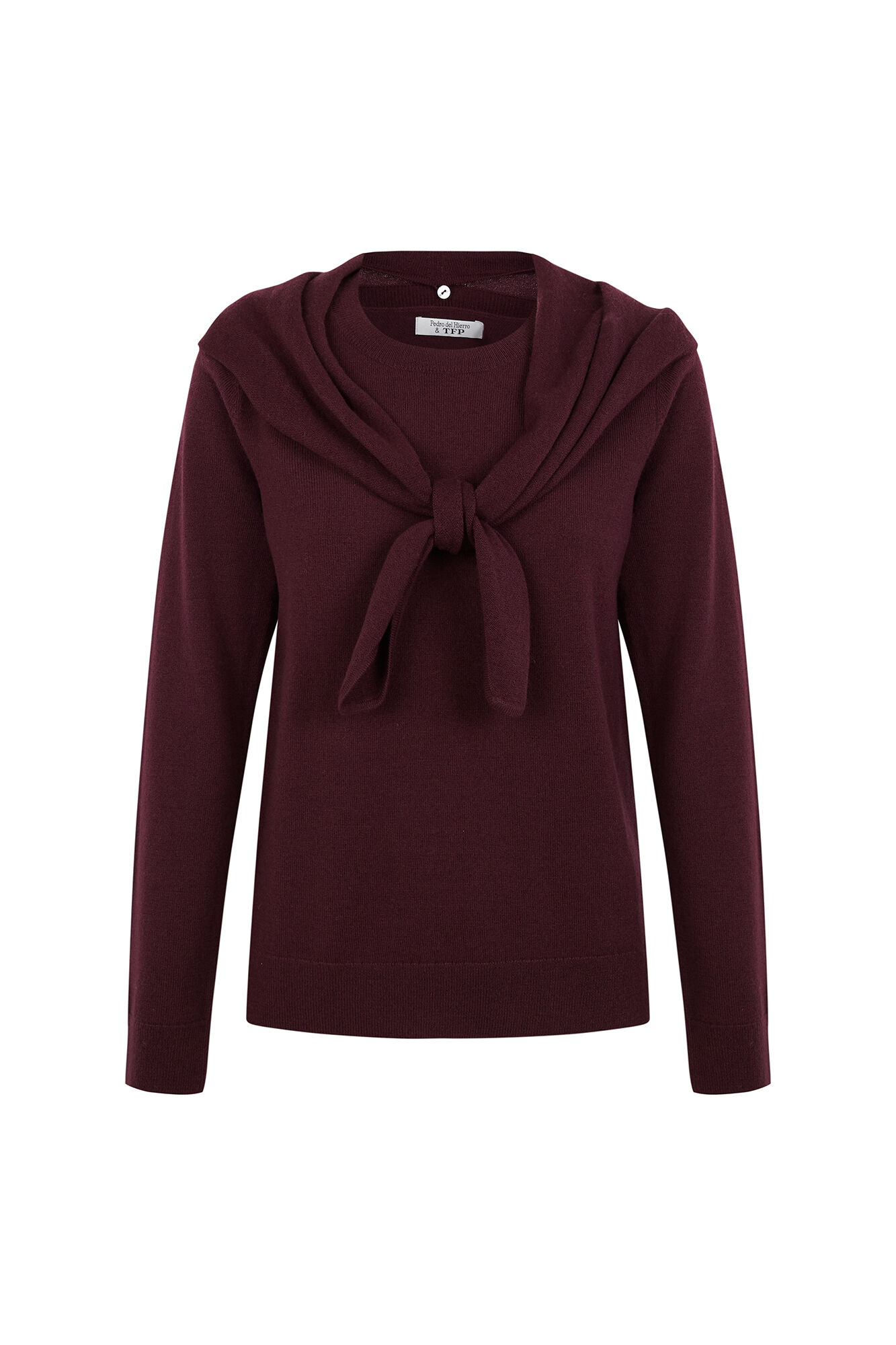 TFP by Tamara Falc&oacute; 100% wool sweater with scarf Burgundy