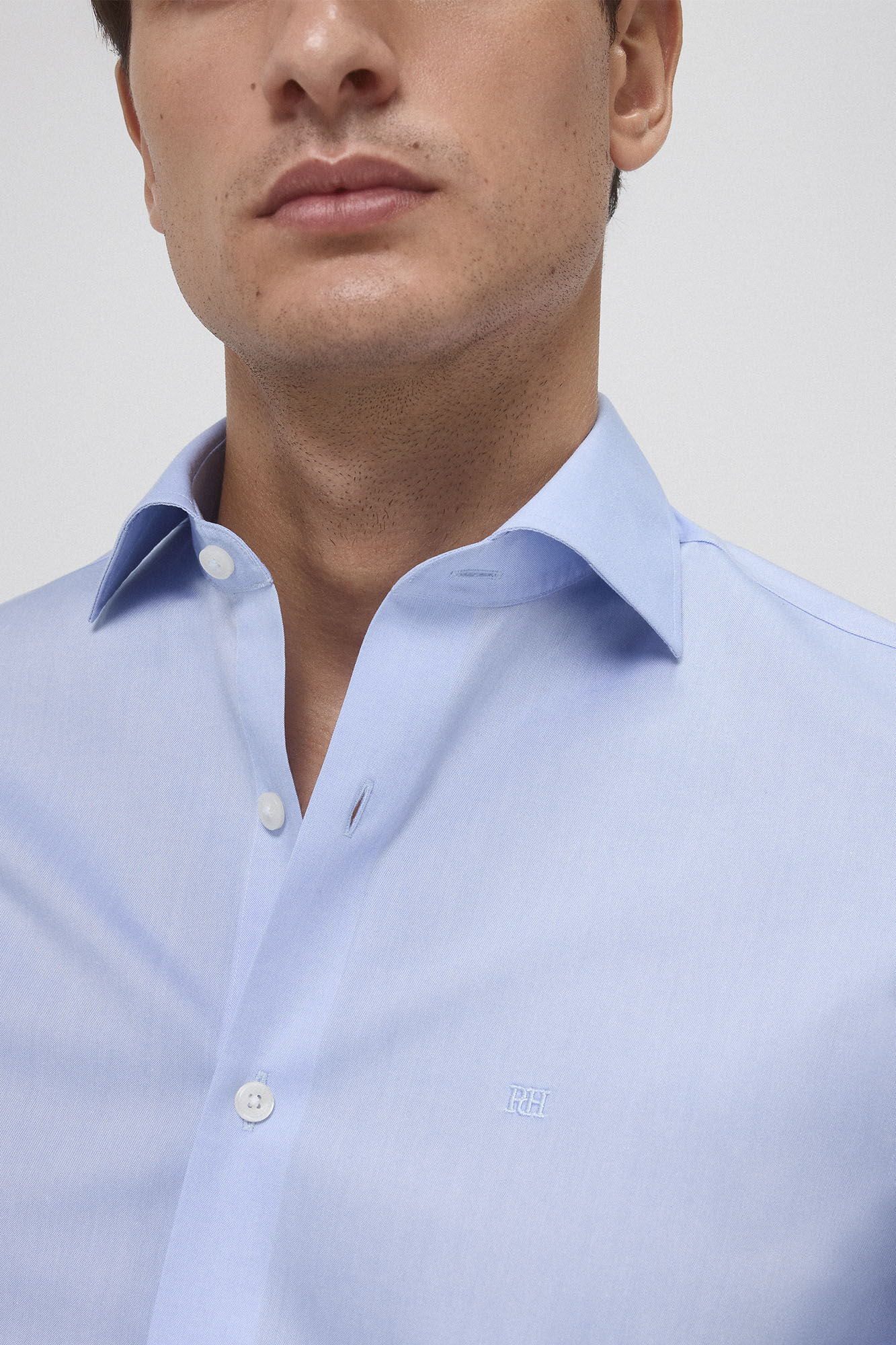Pedro del Hierro Camisa vestir non iron y antimanchas lisa tailored fit Azul