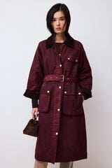 Pedro del Hierro Waxed long puffer parka Burgundy