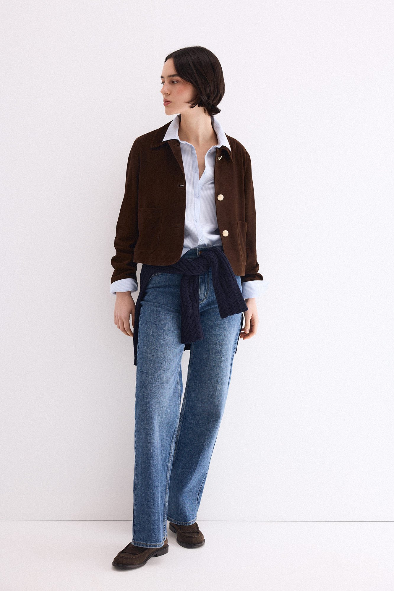 Pedro del Hierro Suede buttoned jacket Brown