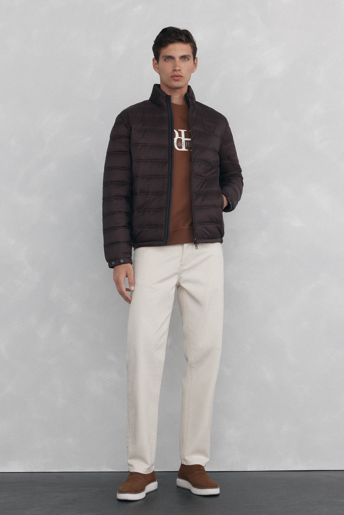 Pedro del Hierro Ultra-light quilted jacket Brown