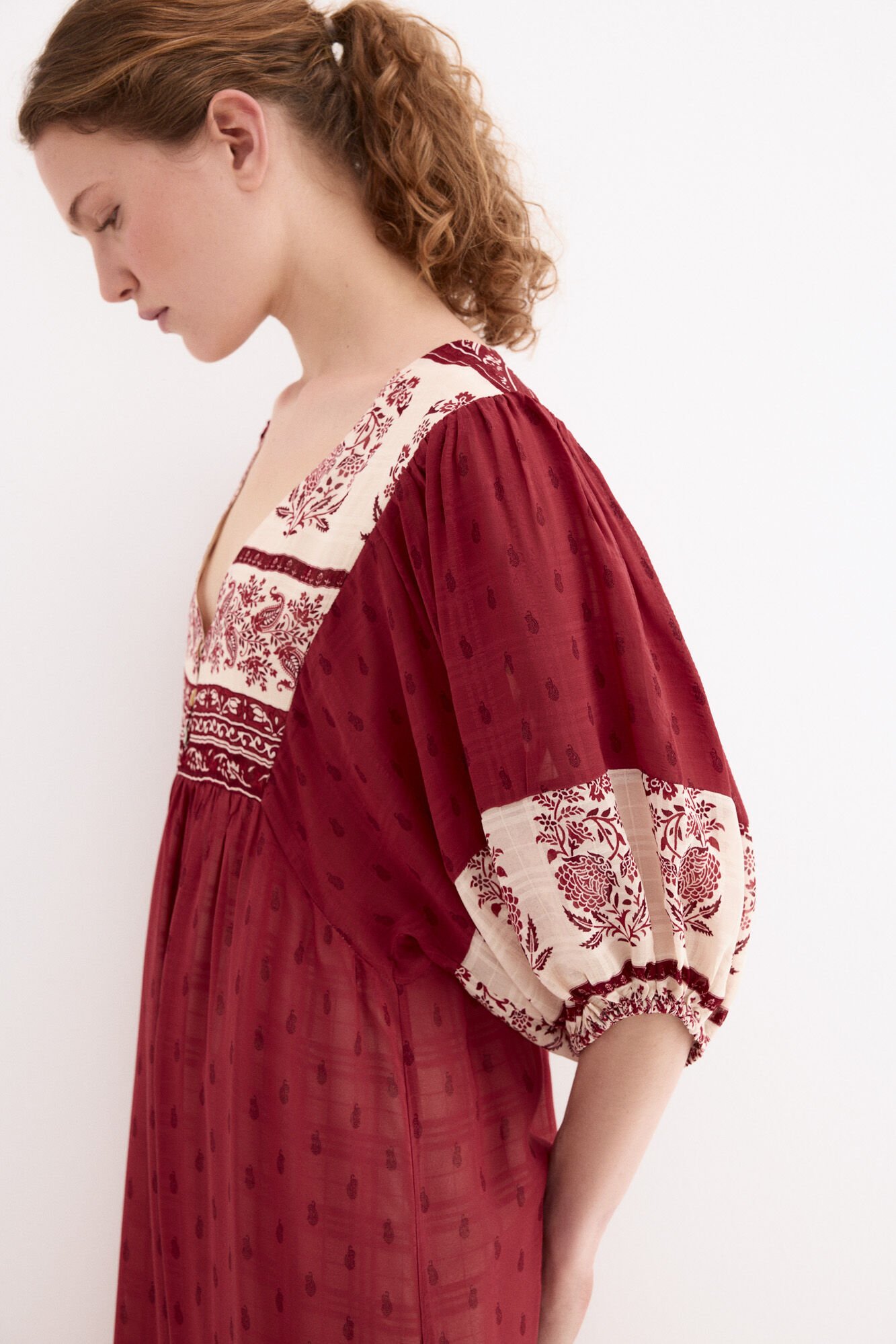 Pedro del Hierro Floral print tunic dress Burgundy
