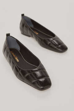 Pedro del Hierro Leather quilted effect ballet flats Black