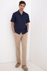 Pedro del Hierro Linen cotton short sleeve shirt Blue
