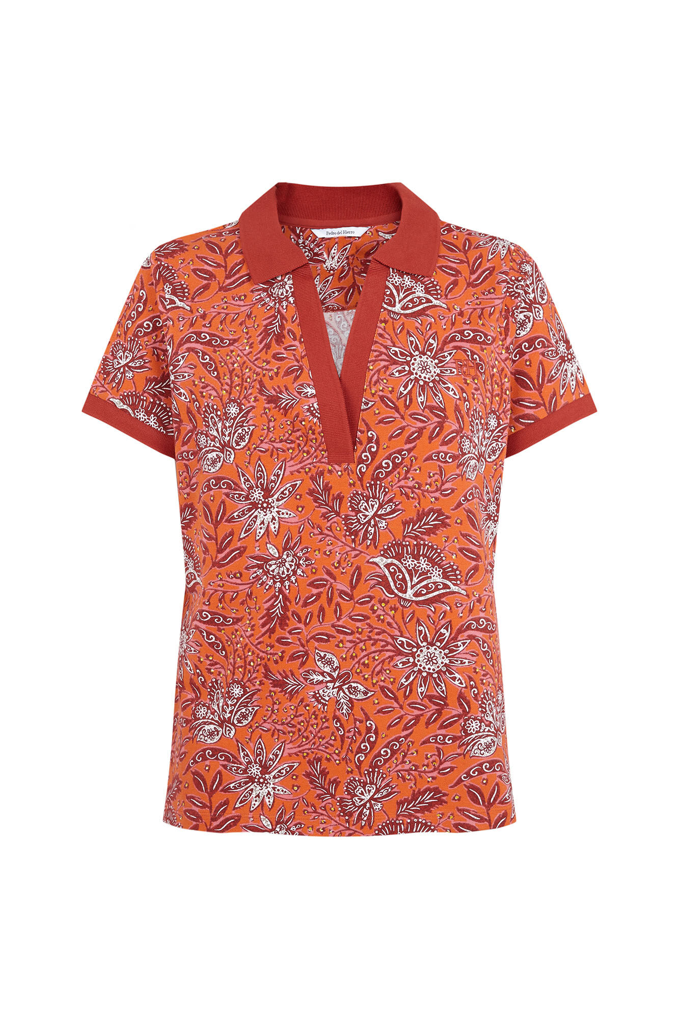 Pedro del Hierro Printed short sleeve polo shirt Beige