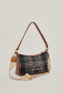 Pedro del Hierro Baguette bag in check print with embroidered logo Blue