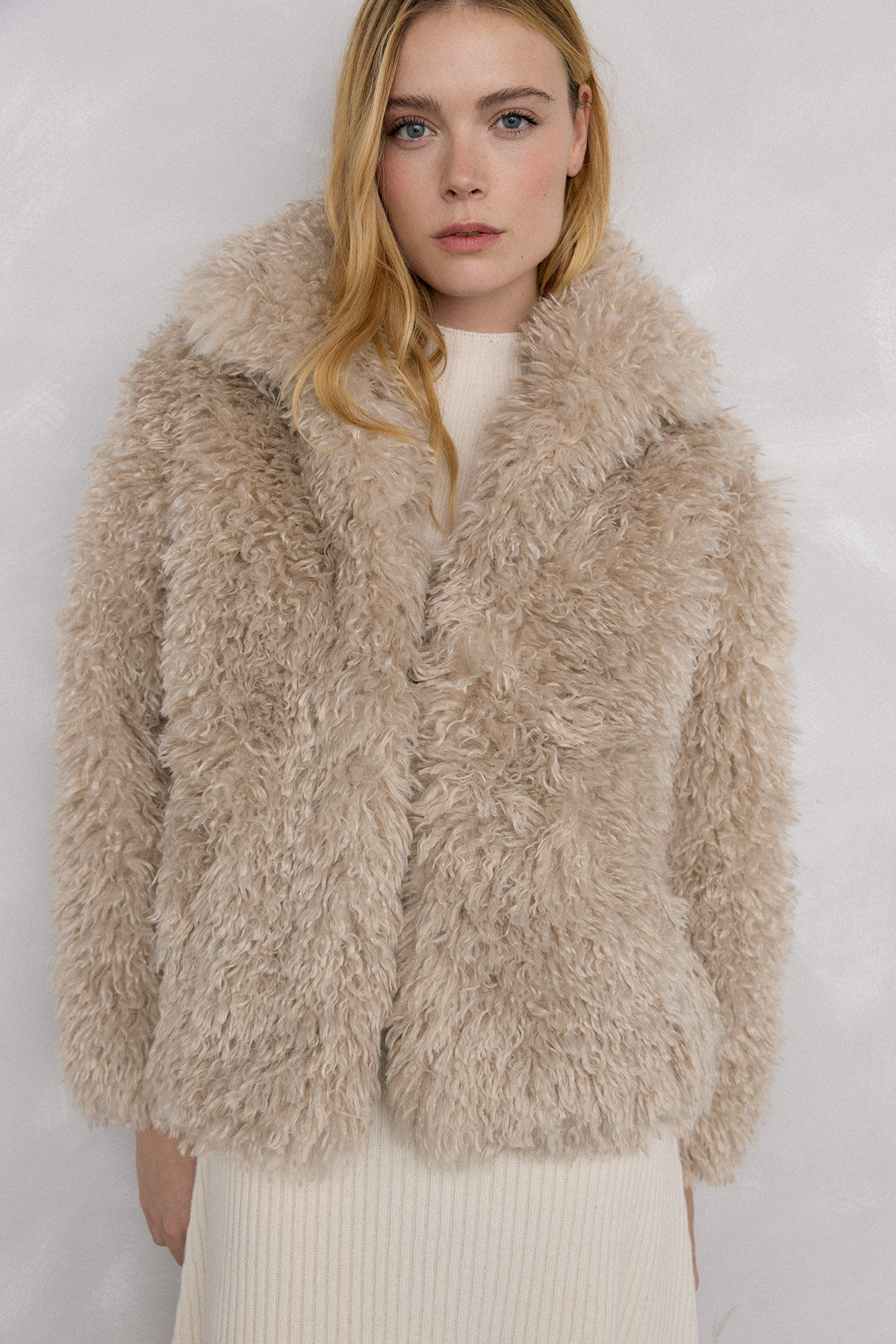 Pedro del Hierro Coat fur effect coat Beige