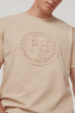 Pedro del Hierro Embossed logo t-shirt Beige