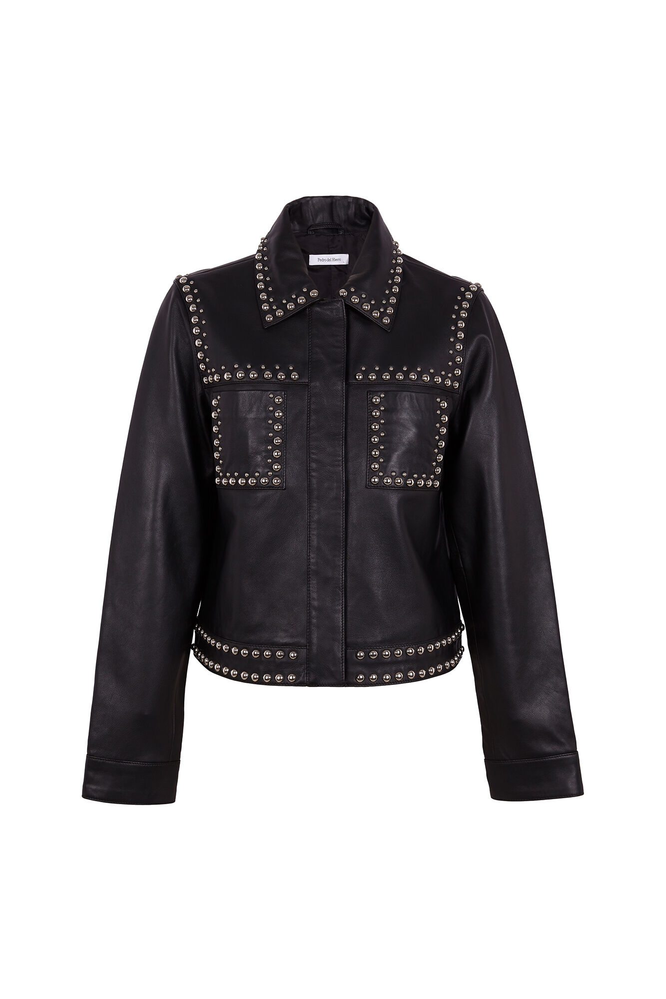 Pedro del Hierro Studded napa jacket Black
