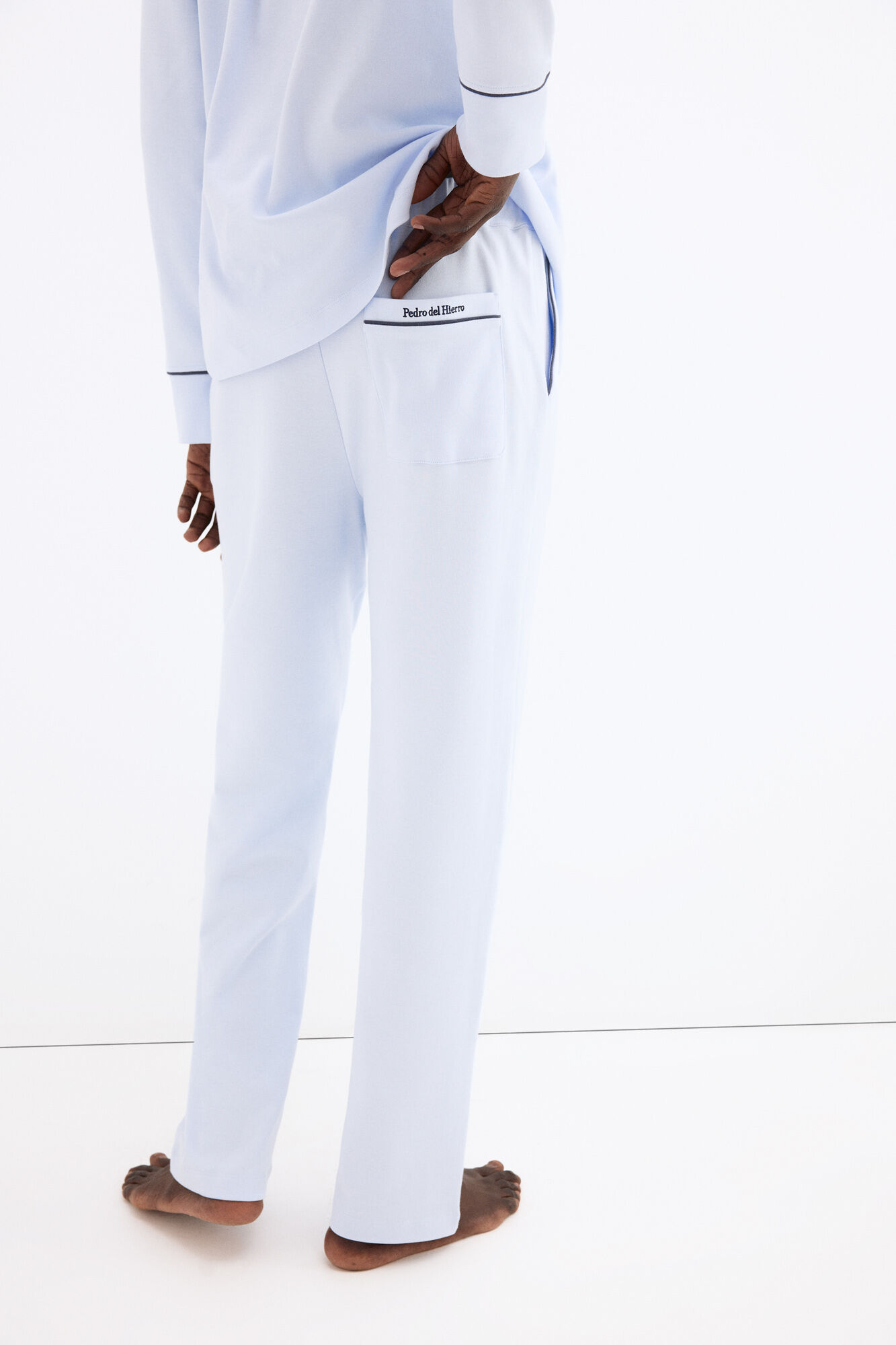 Pedro del Hierro Cal&ccedil;a comprida de pijama em algod&atilde;o espanhol Azul