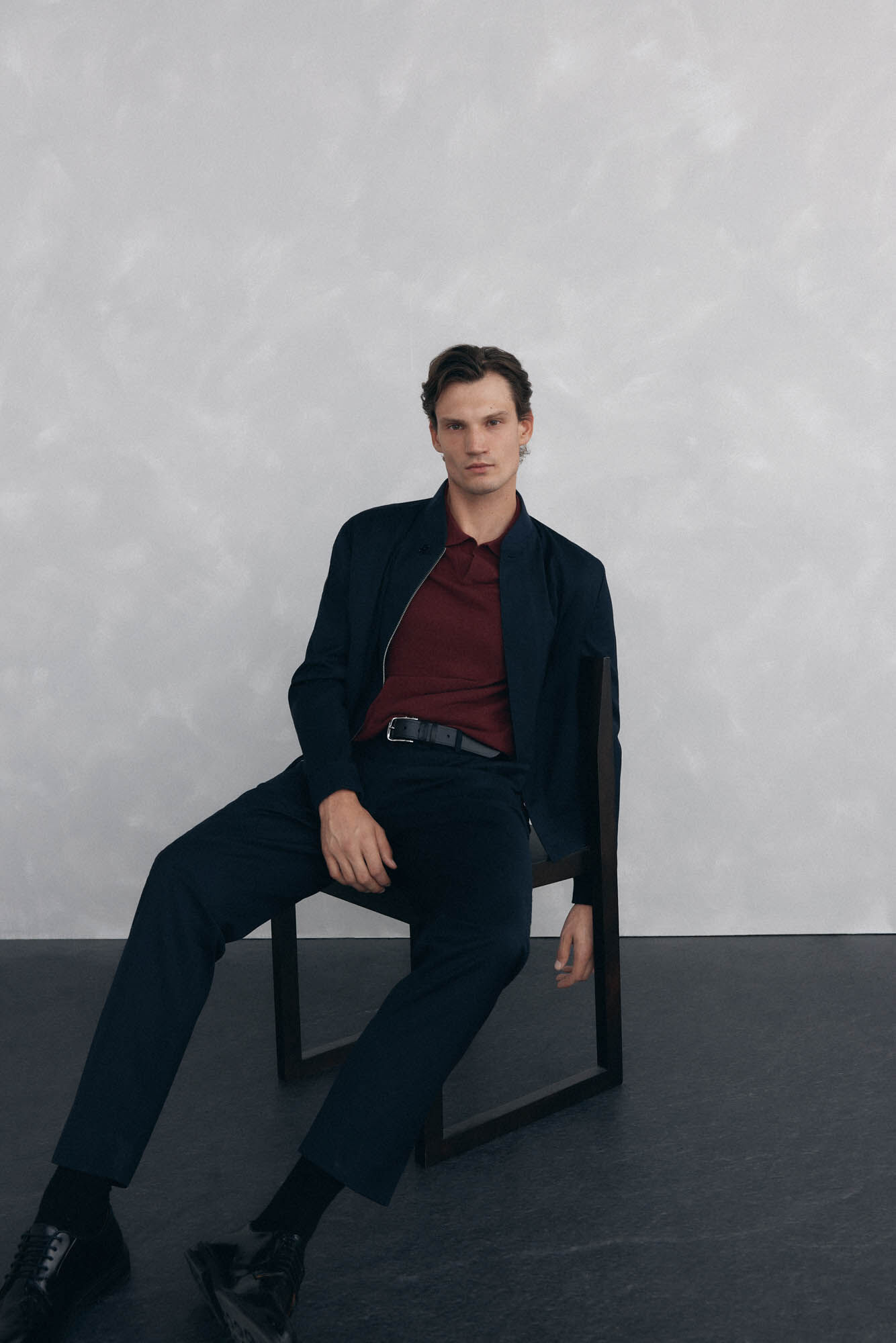 Pedro del Hierro Su&eacute;ter com gola Johnny em l&atilde; merino e cashmere Bordeaux