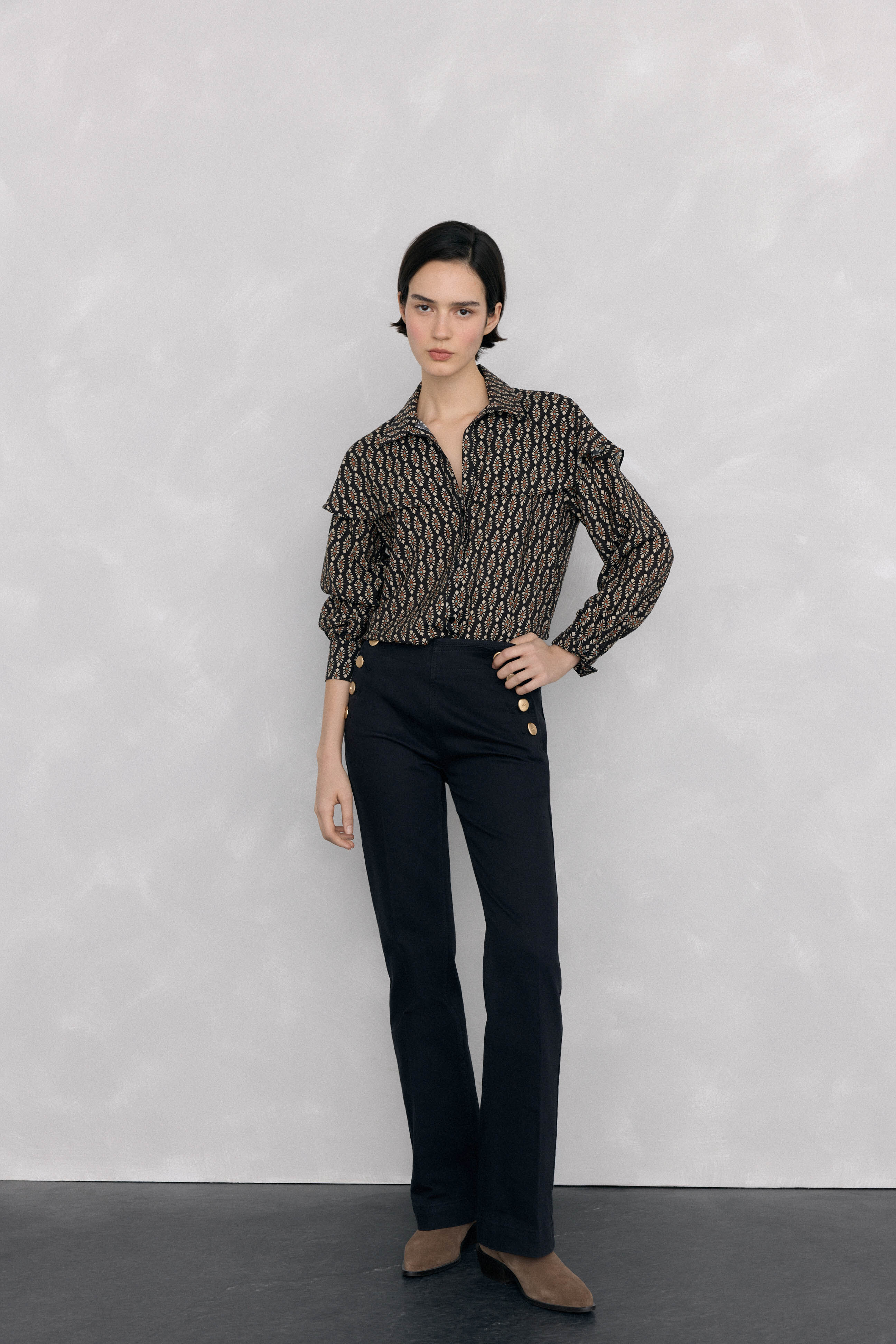 Pedro del Hierro Cape print blouse Grey