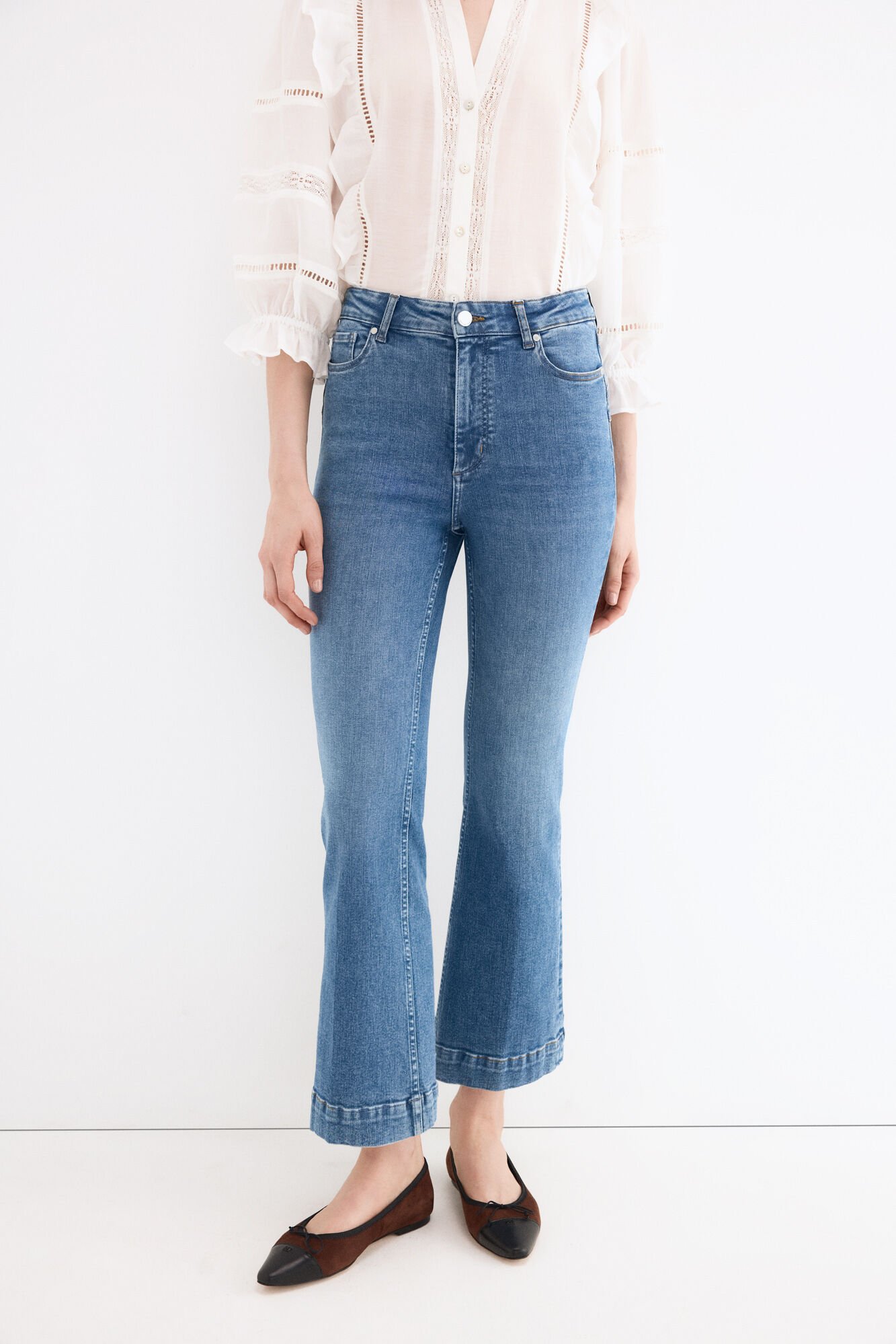 Pedro del Hierro Push-up flare cropped jeans Blue